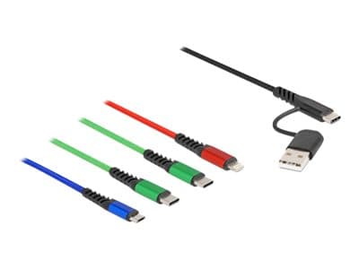Delock Usb Ladekabel 4 In 1 Usb-A + Usb-C Zu Lightning/Micro