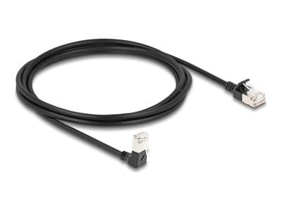 Delock Rj45 Netzwerkkabel Cat.6a S/Ftp Slim 90°Unten 2m Schw