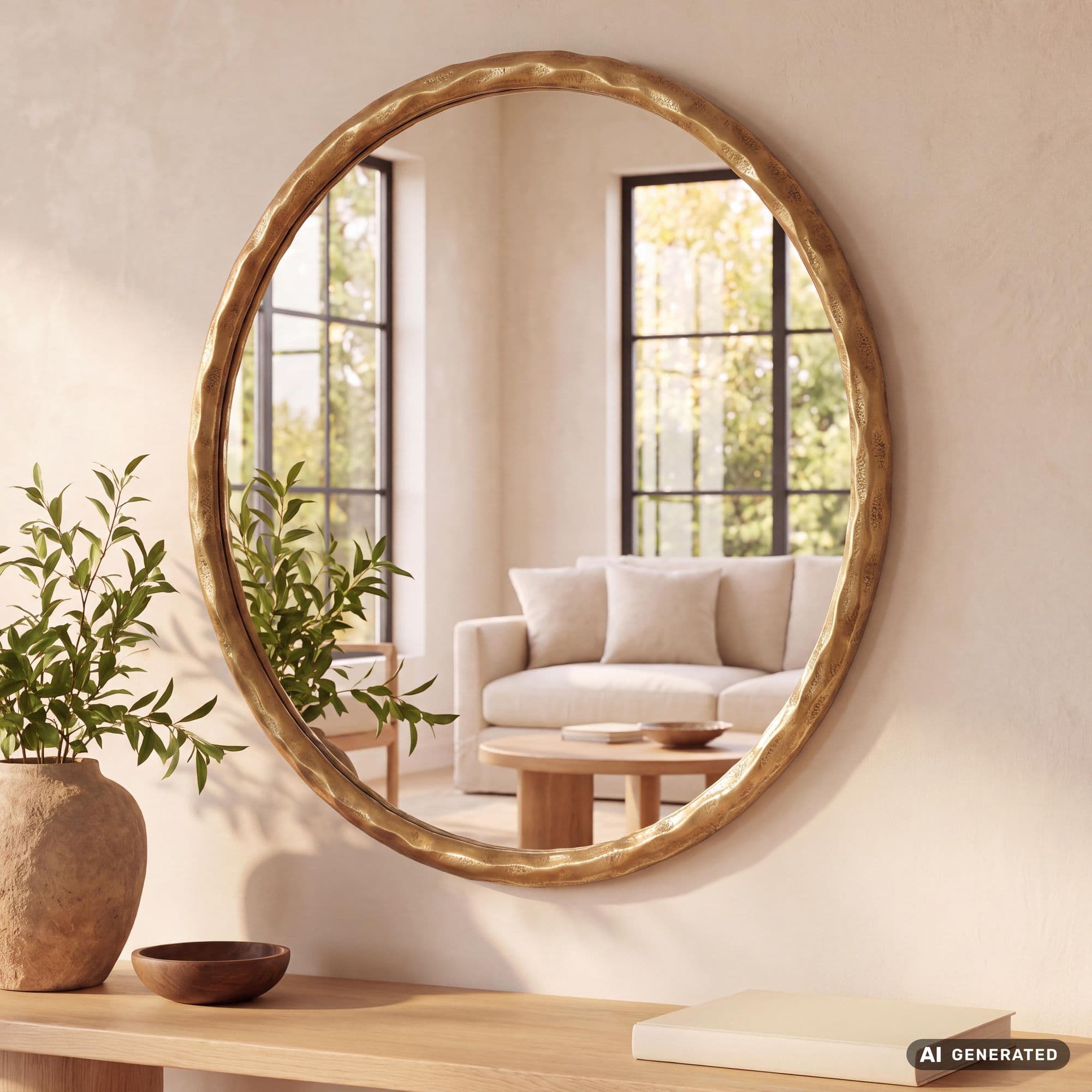 Finebuy Wandspiegel 60 Cm Metall Design Hängespiegel Gold, Dekospiegel Rund Mit Rahmen, Spiegel Wand Groß, Flurspiegel Garderobenspiegel Modern