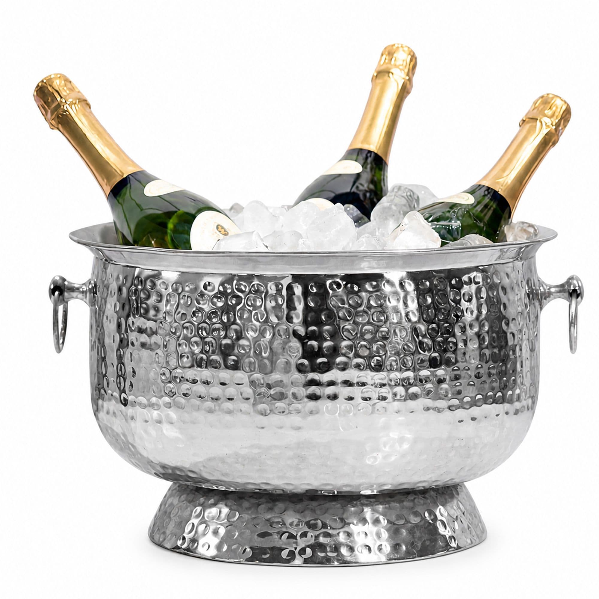 Finebuy Sektkühler - Hammerschlag Champagnerkühler & Flaschenkühler Xxl 37cm Für Bis Zu 6 Flaschen Champagner, Wein, Sekt, Bier - Getränkekühler Eiskübel, Eiseimer, Weinkühler Handmade