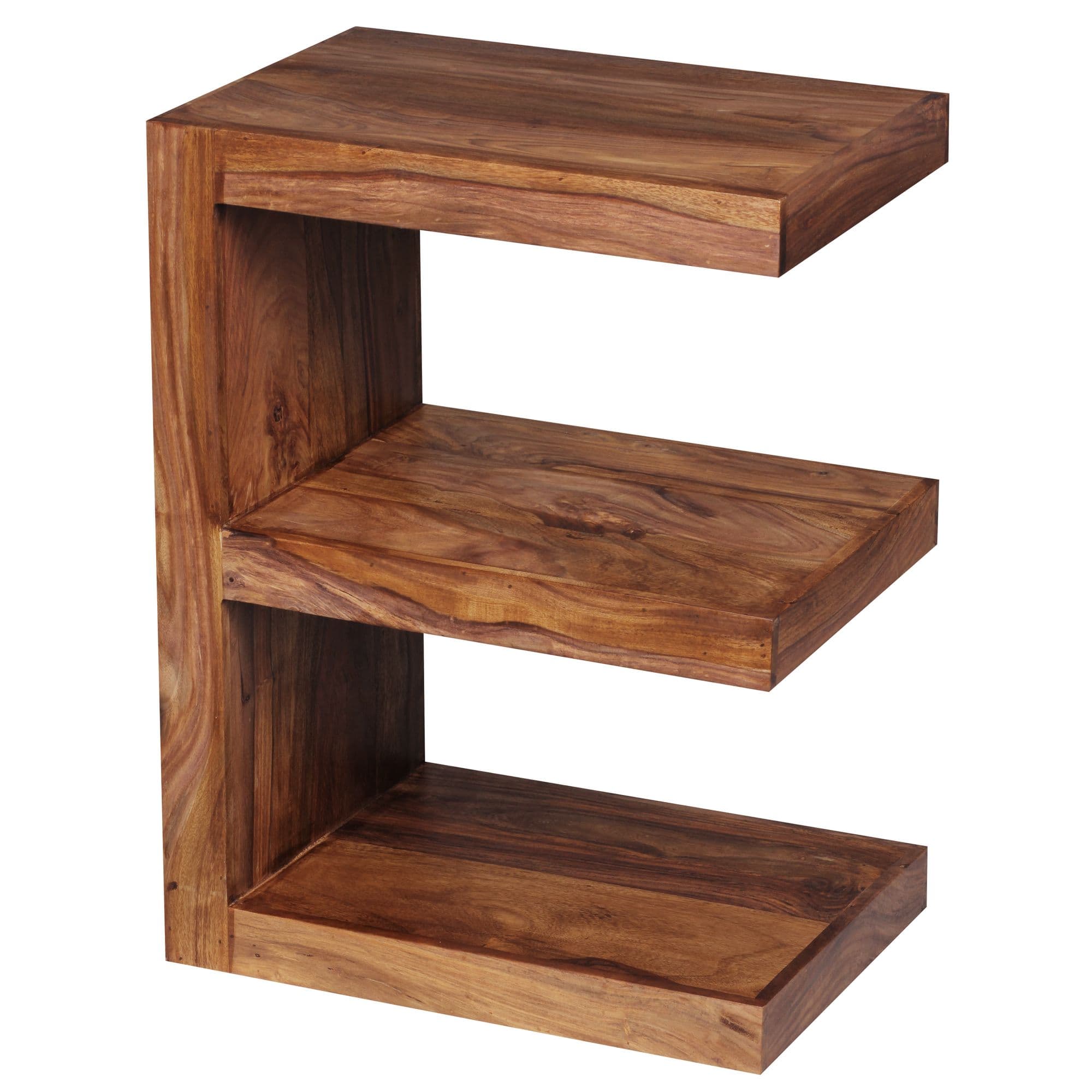 Finebuy Beistelltisch Massivholz E Cube 60cm Hoch Wohnzimmer-Tisch Design Braun Landhaus Couchtisch Farbe Wählbar
