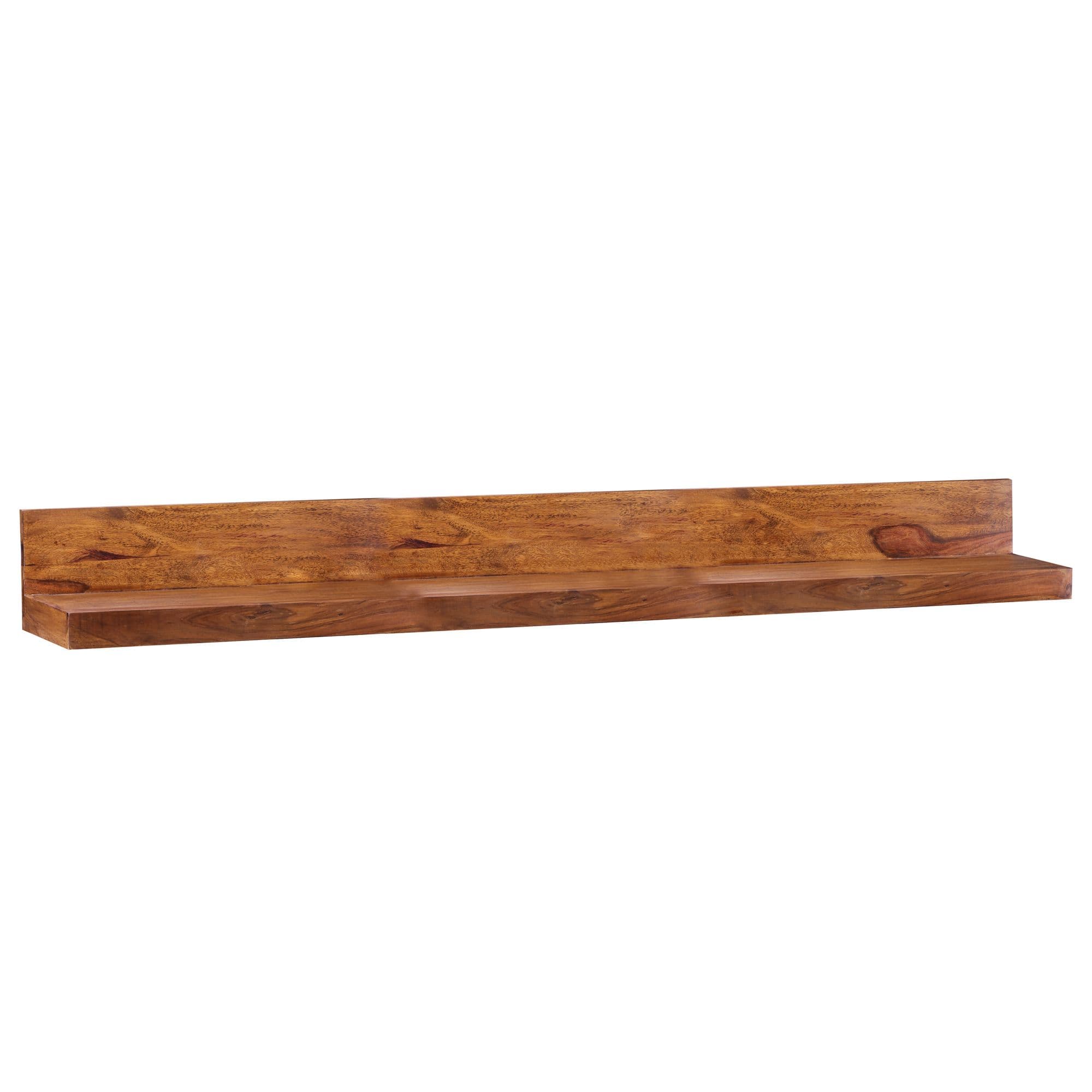 Finebuy Wandregal Massivholz Sheesham Holzregal Landhausstil Hängeregal Wandboard Naturprodukt Regal Größe Wählbar