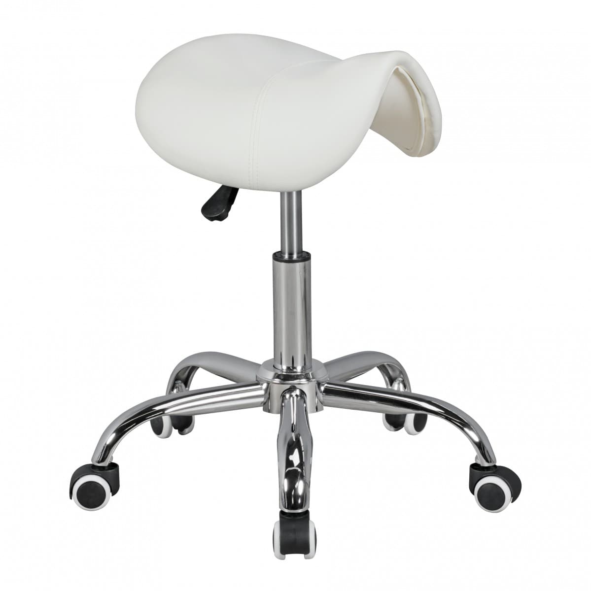 Finebuy Menton - Sattel-Hocker, Arbeitshocker Mit Kunstleder-Bezug, Sitzhocker Ist Höhenverstellbar, Design Drehhocker Mit Rollen, Kosmetikhocker & Praxishocker Mit Sattelsitz, Friseurhocker