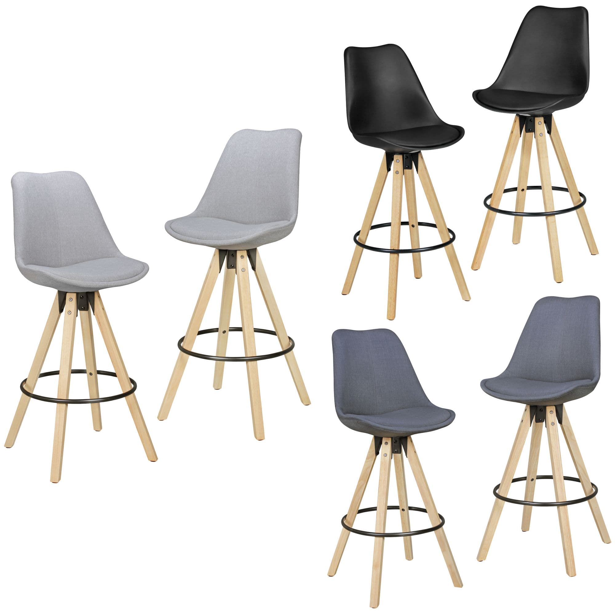 Finebuy 2er Set Barhocker Retro Design Stoff Holz Mit Lehne, Design Barstuhl Retro Skandinavisch 2 Stück, Tresenhocker Sitzhöhe 77 Cm