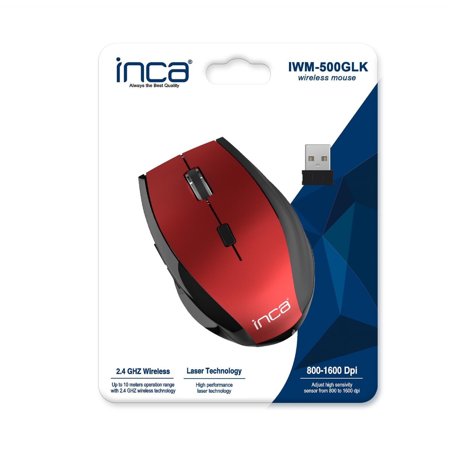 Inca Wrls Maus Ergo/1600dpi/6tasten/Laser/2.4ghzusb-A Rt Retail