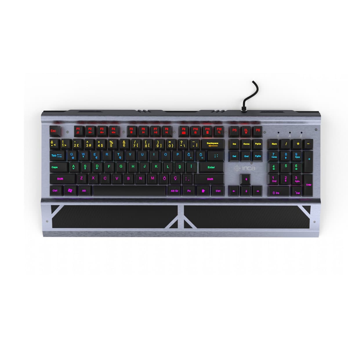 Inca Gaming Tastatur Rgb/Blueswitch/Usb 1.65m Silber Retail