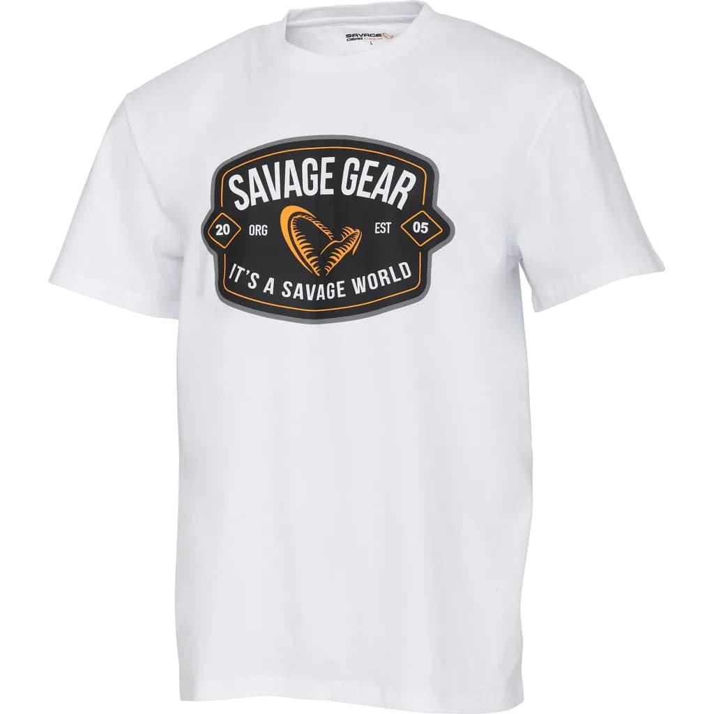 Savage Gear Badge Logo Tee S Weiß