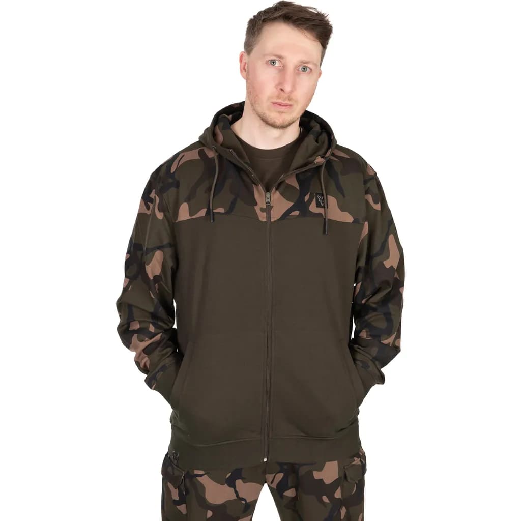 Fox Lw Khaki/Camo Split Zip Kapuzenpullover S