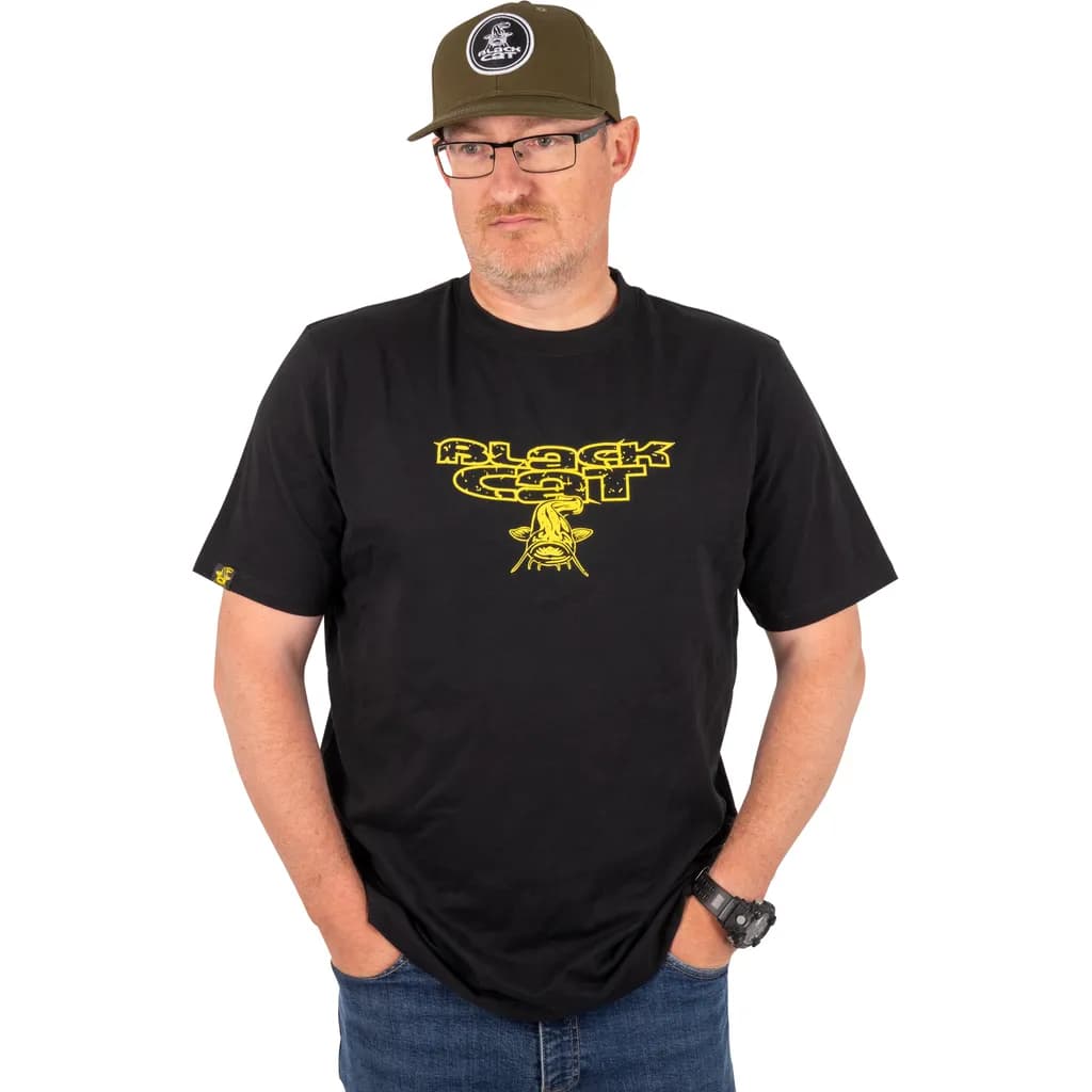 Black Cat Distressed-Logo-T-Shirt Xxl