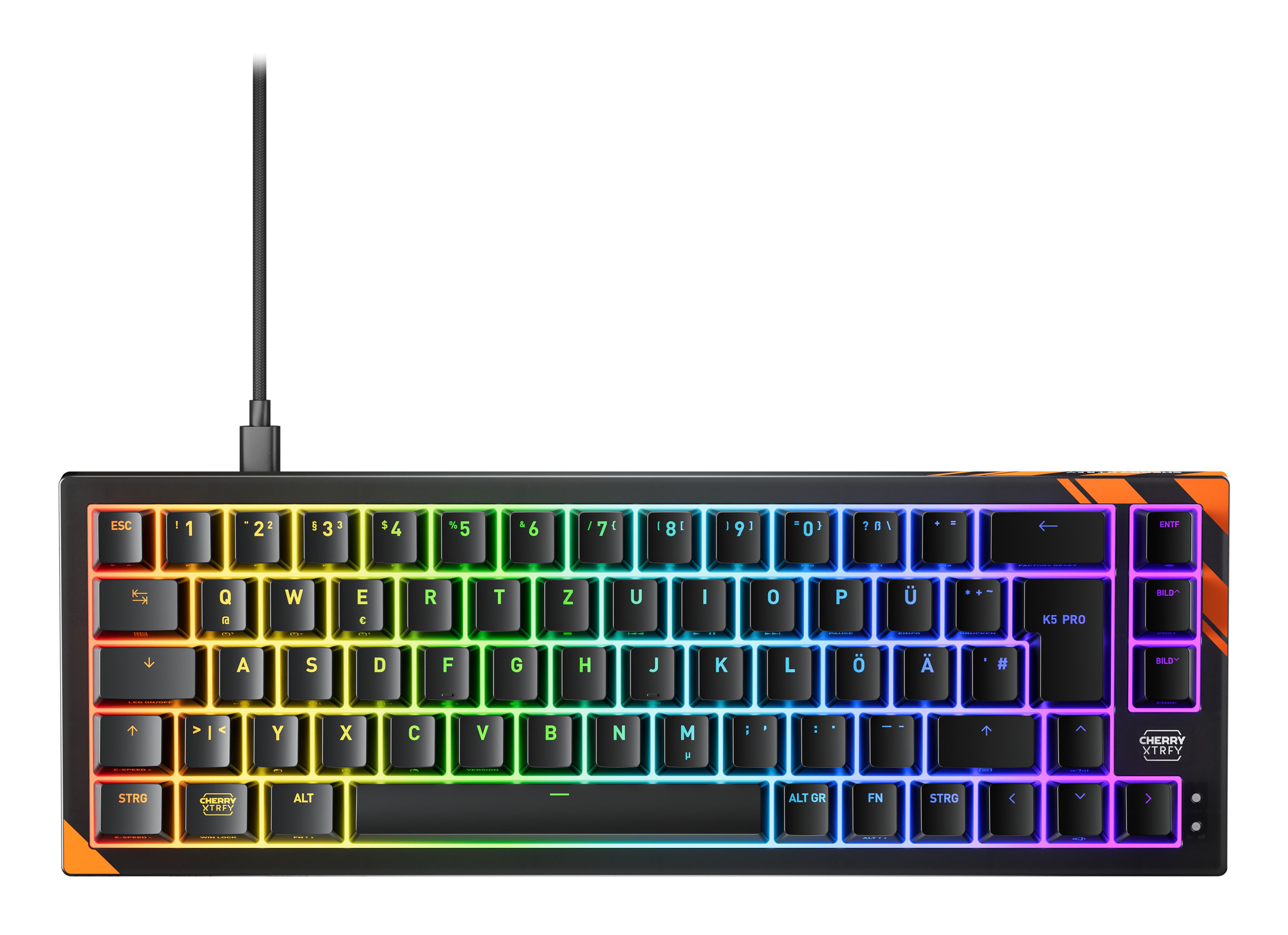 Cherry Xtrfy K5 Pro Tmr Tastatur Rgb Wired De Tkl 65% Sw