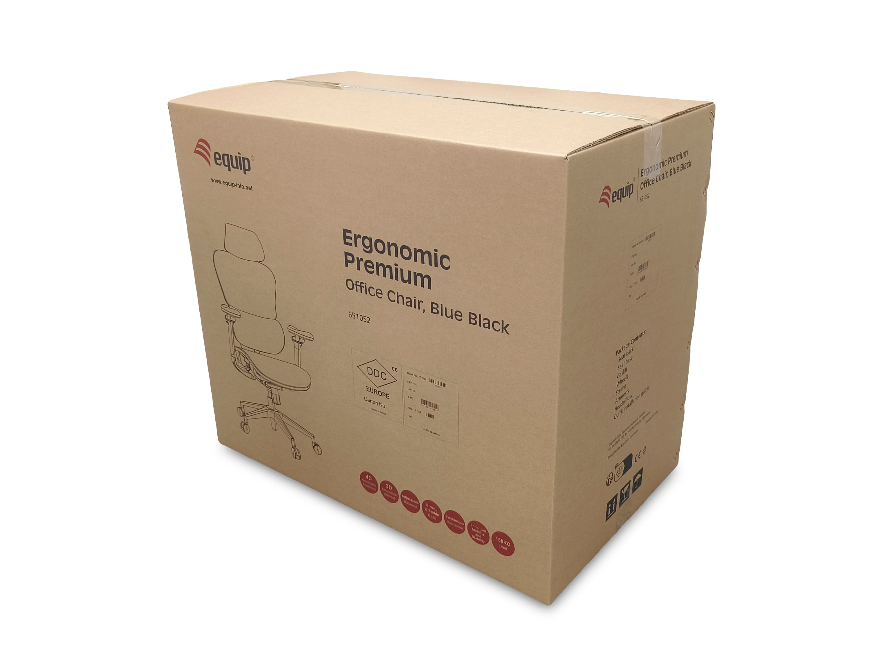 Equip Ergonomischer Bürostuhl+Kopf/Armstützen Blau/Schwarz Lite Retail