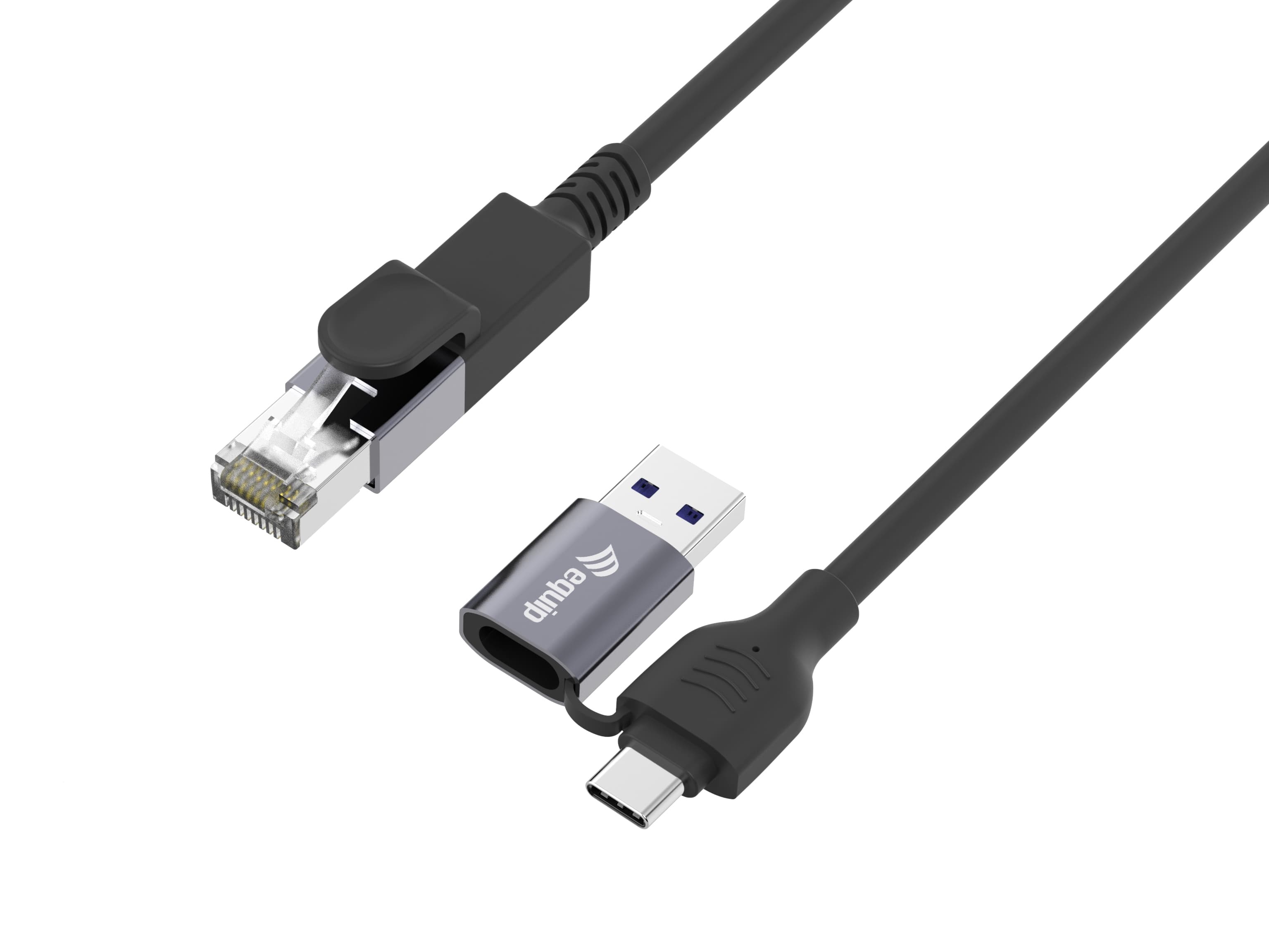 Equip Adapter Gigabit Usb-C+A->Rj45 St/St 5.00m Schwarz