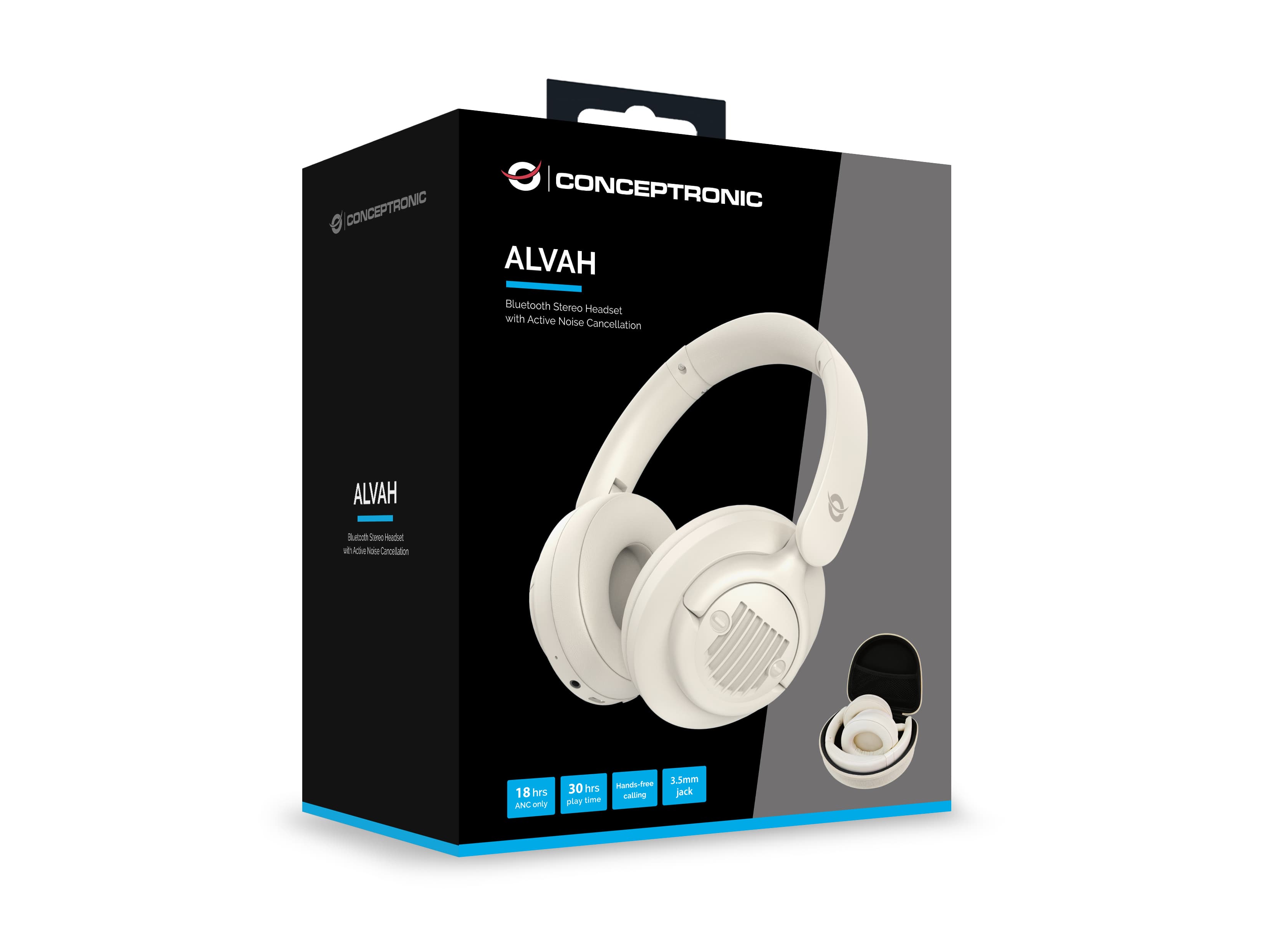 Conceptronic Headset Stereo Wls Bt5.4/Mik./Anc/Case 25std Ws