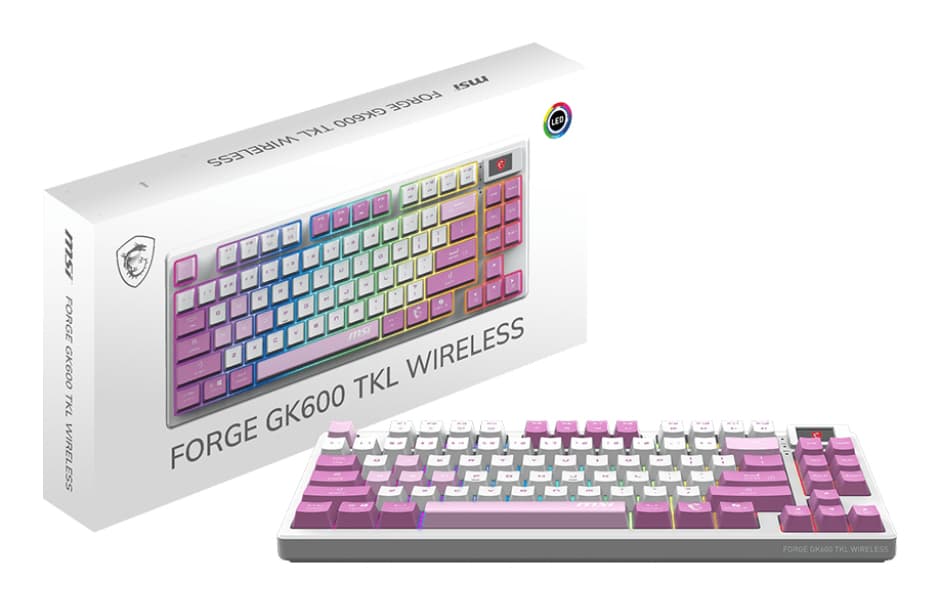 Msi Forge Gk600 Tkl Wireless Violet Keyboard