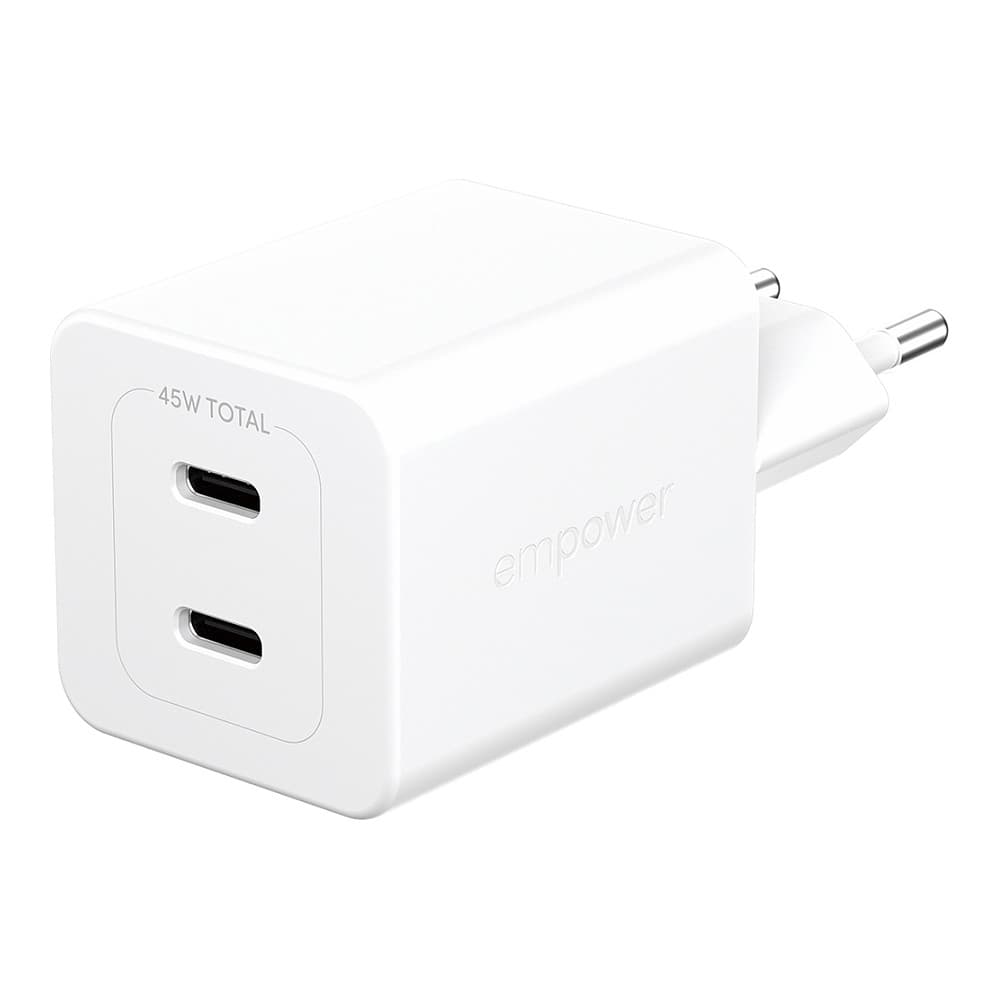 Panzerglass Empowerâ„¢ By ® Turbo 45w Charger Incl. 2 X Usb-C | Eu Plug | Silver White