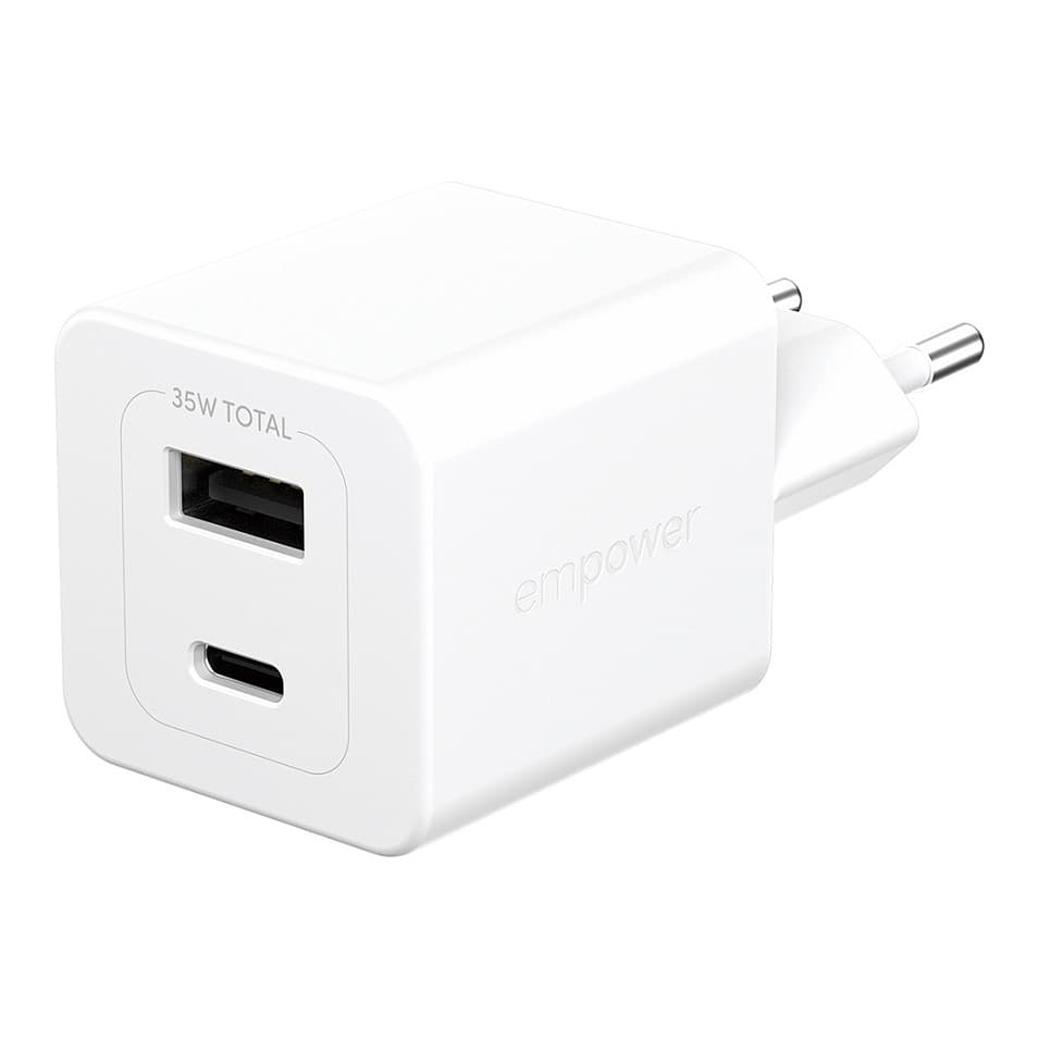 Panzerglass Empowerâ„¢ By ® Turbo 35w Charger Incl. Usb-C + Usb-A | Eu Plug | Silver White