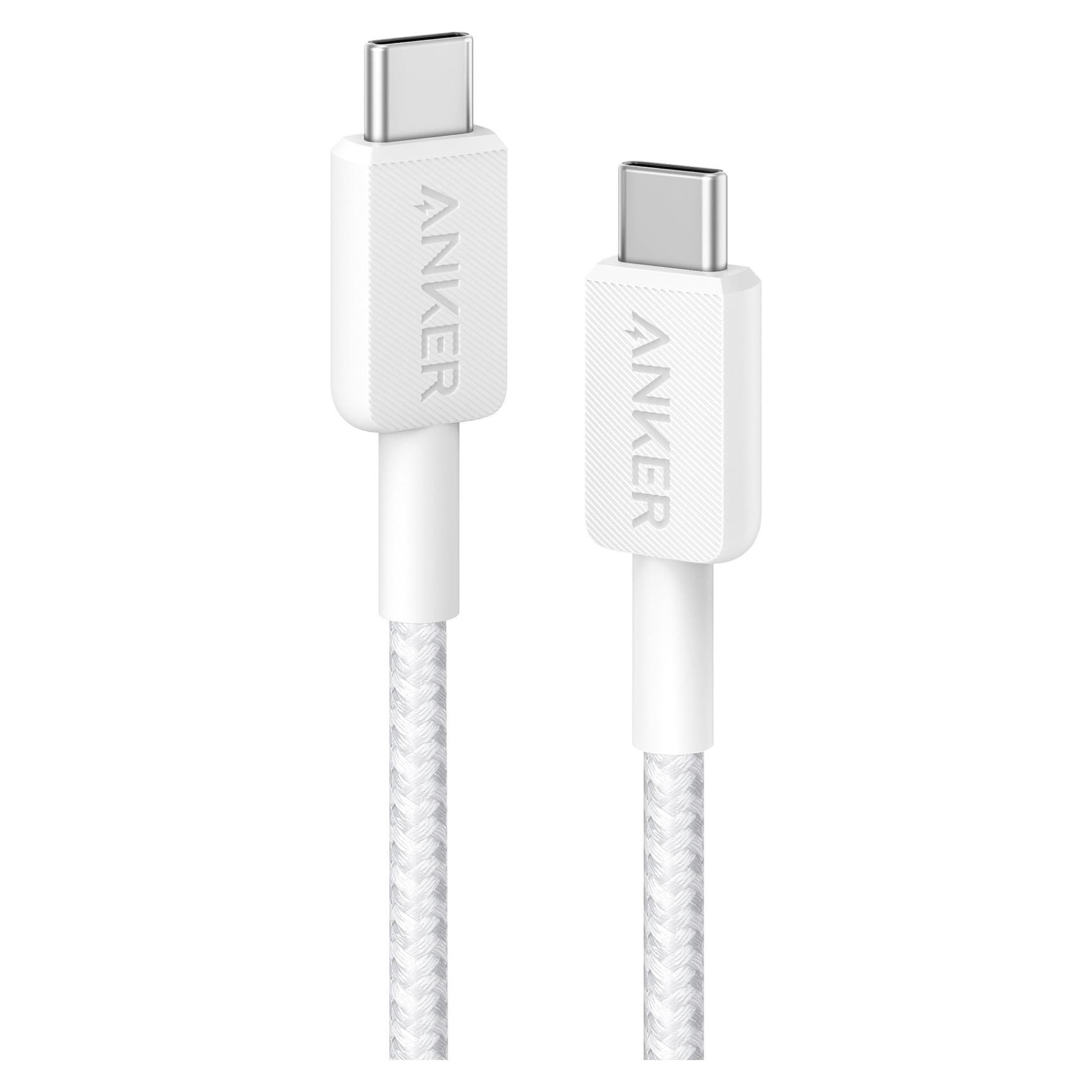 Anker 322 Usb-C Auf Usb-C Kabel 60w 90cm Geflochten Weiß