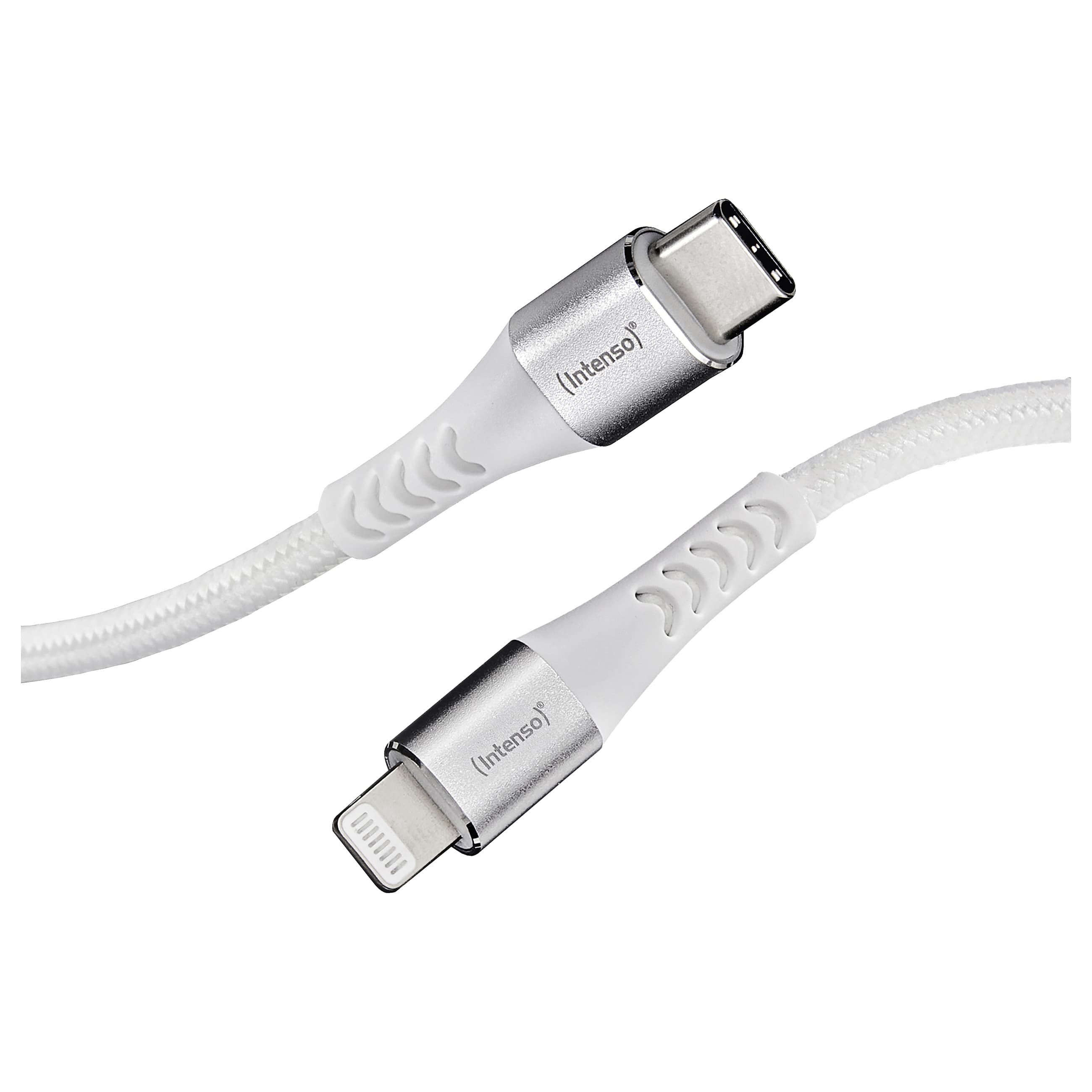 Intenso Usb-Kabel C315l Nylon 1,5m Weiß, Usb-C Und Lightning Anschluss, Unterstützt Schnelladen (Pd) Bis 60w