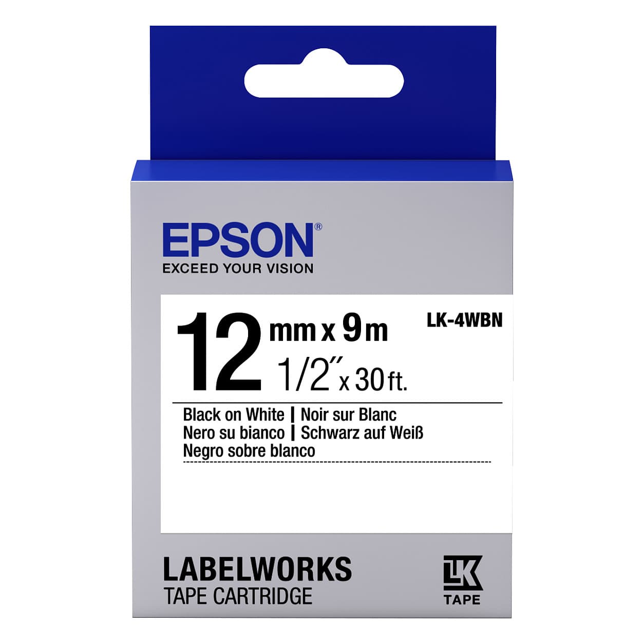 Epson Label Cartridge Standard Black/White 12mm (9m) Label-Making Tape