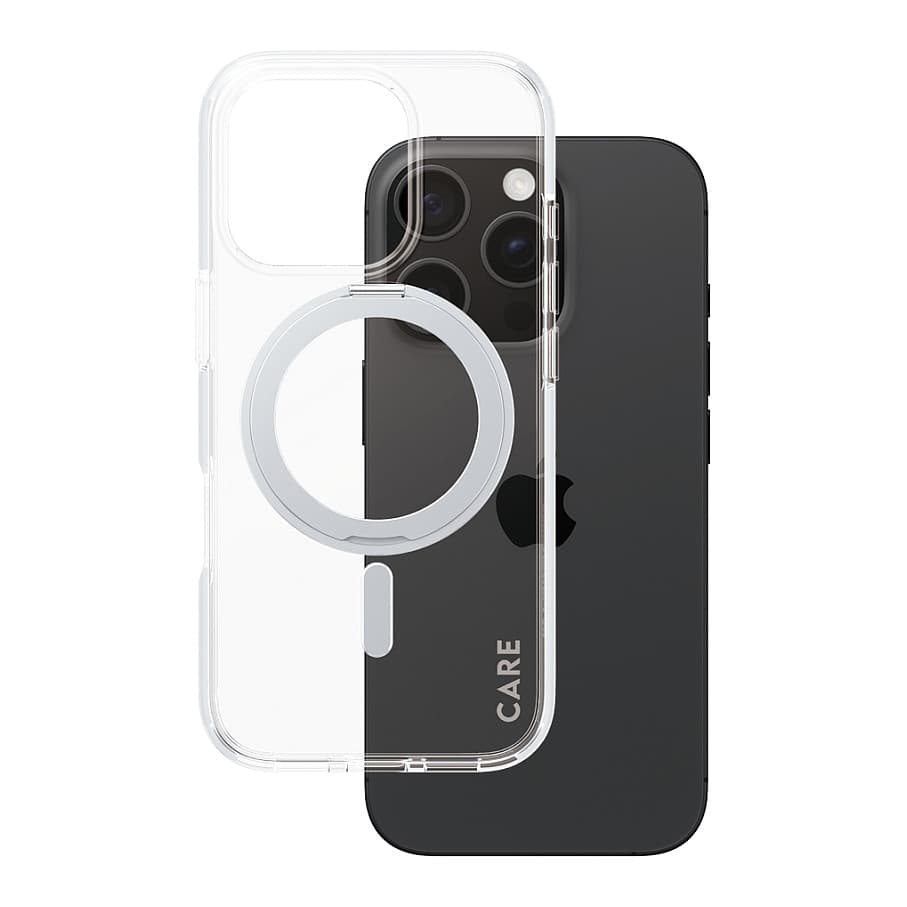 Panzerglass Careâ„¢ By ® Case Transparent W. Silver Kickstand & Magsafe Iphone 16 Pro Mobile Phone Case