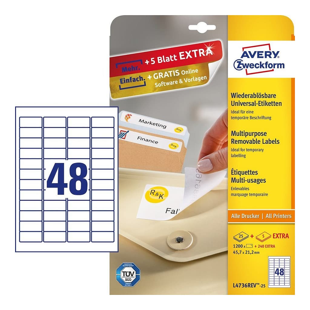 Avery L4736rev-25 Self-Adhesive Label