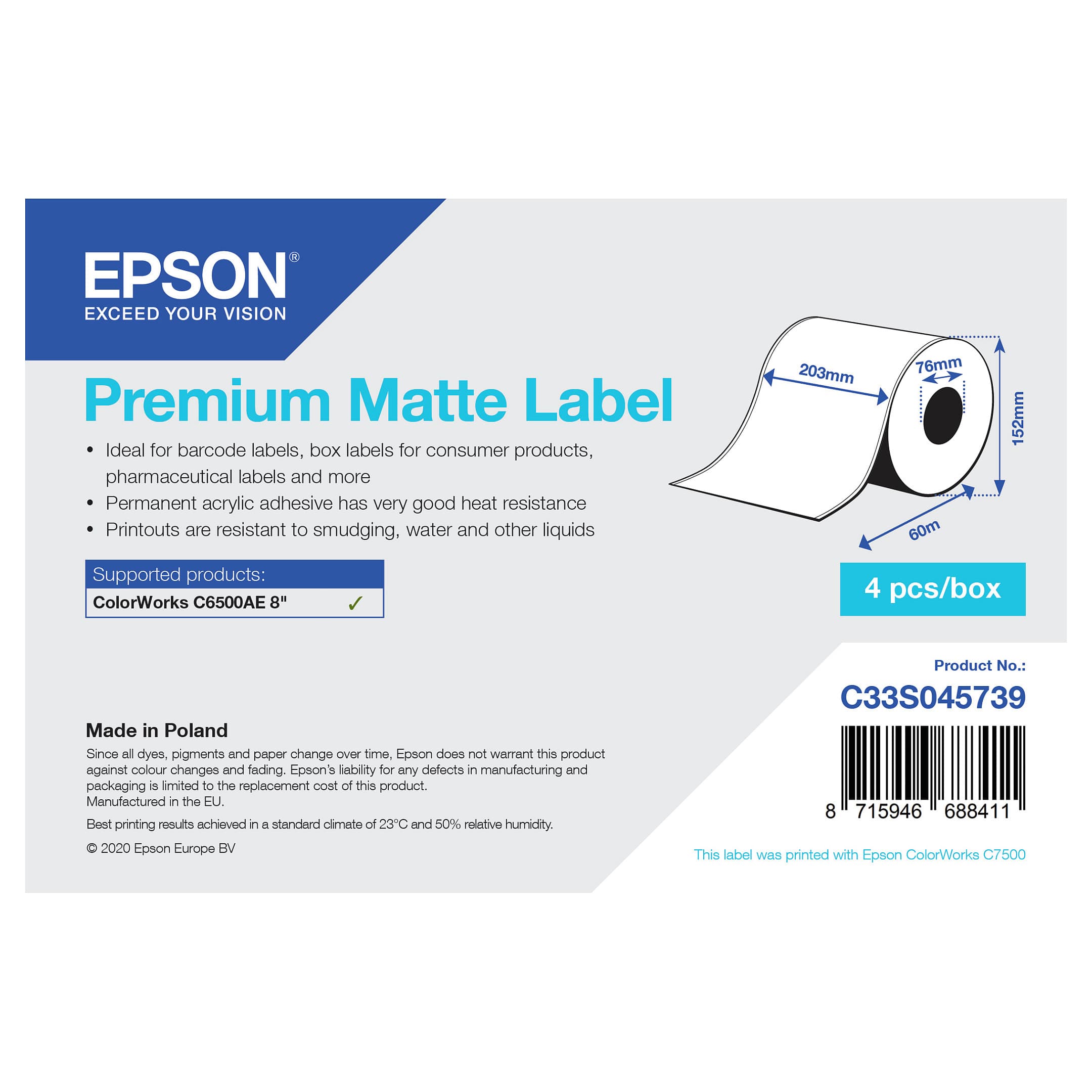 Epson C33s045739 Printer Label