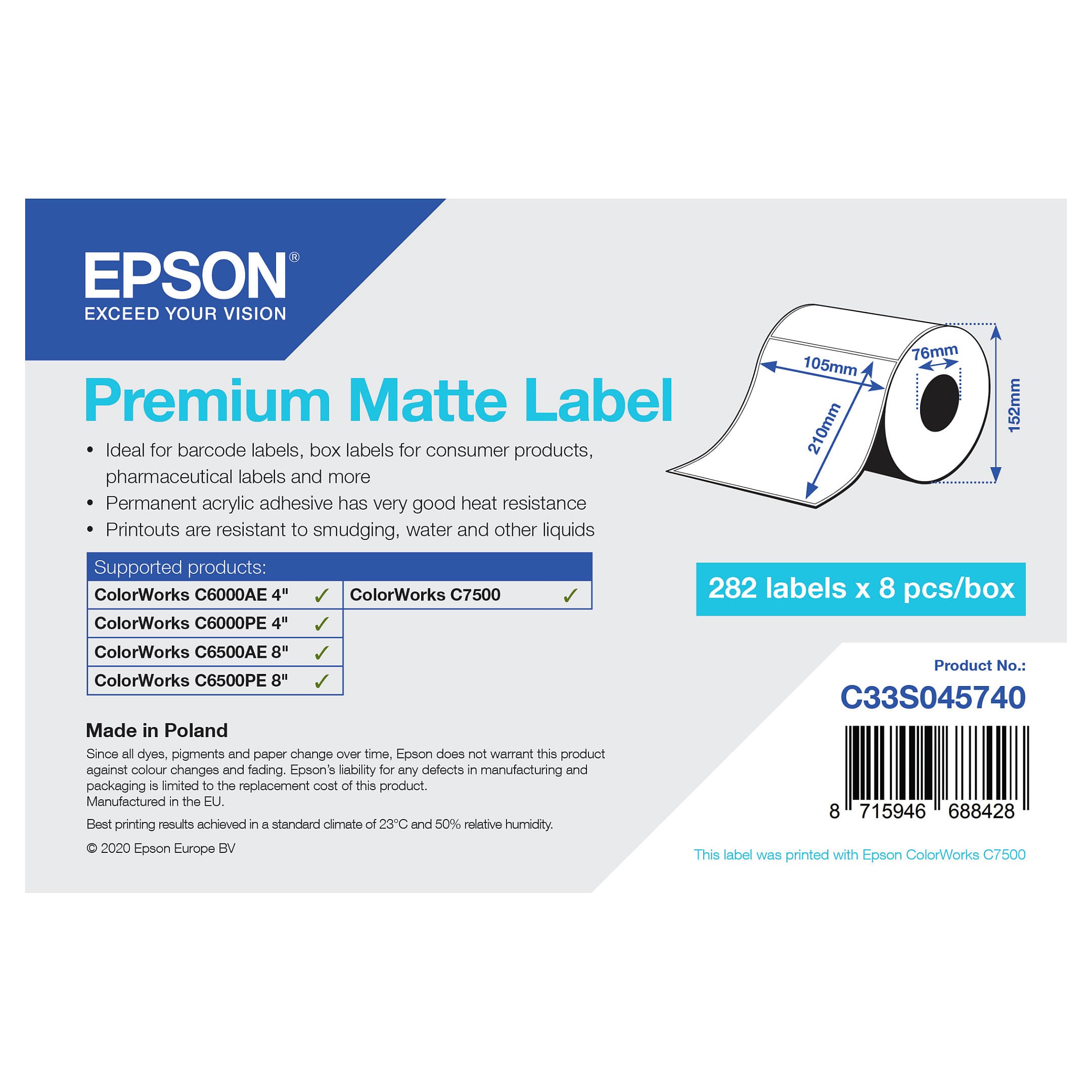 Epson C33s045740 Printer Label