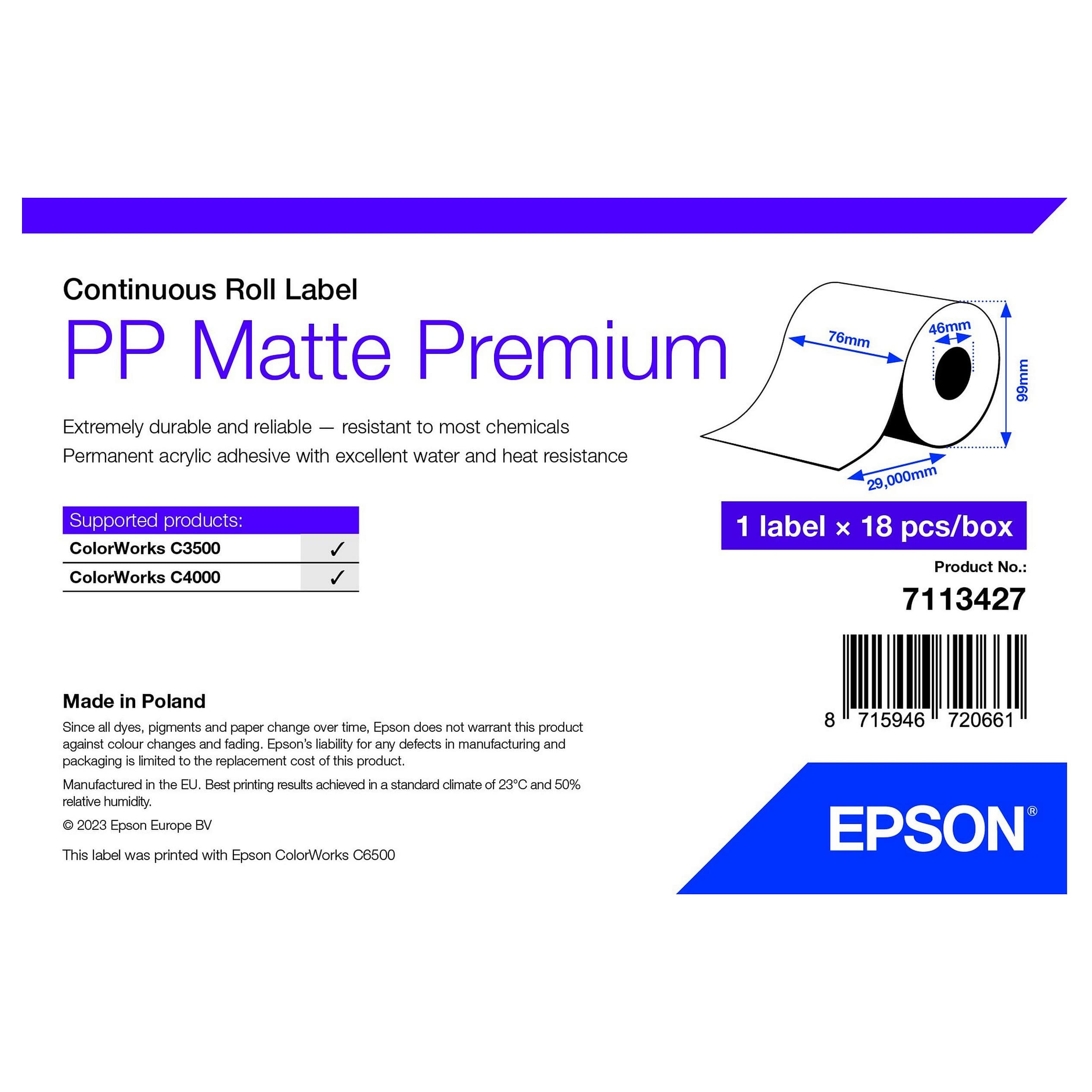 Epson 7113427 Printer Label