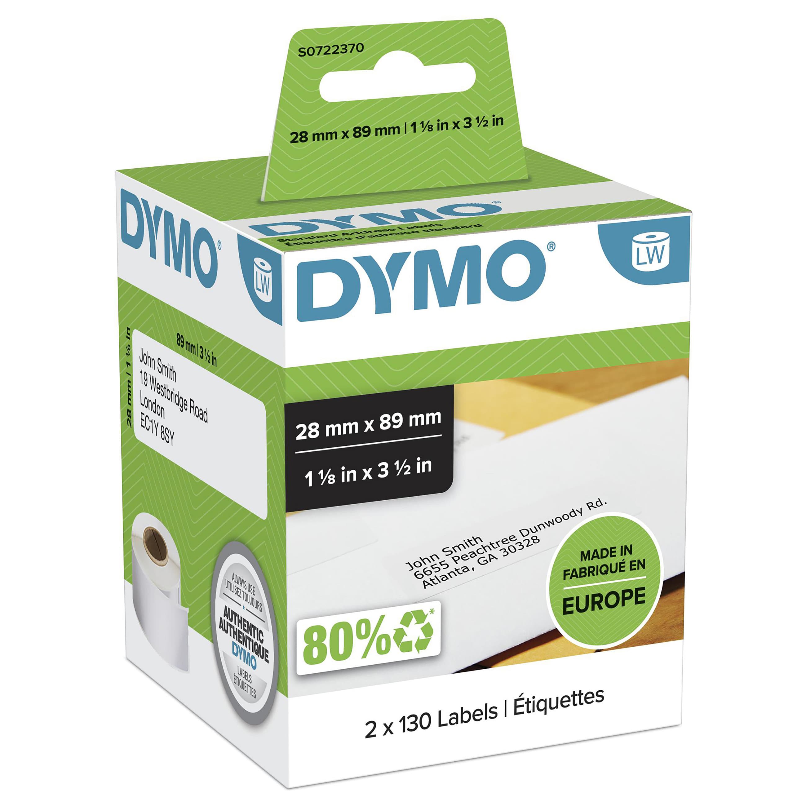 Dymo Labelwriter Etiketten - Schwarz Auf Weiß 28 X 89 Mm