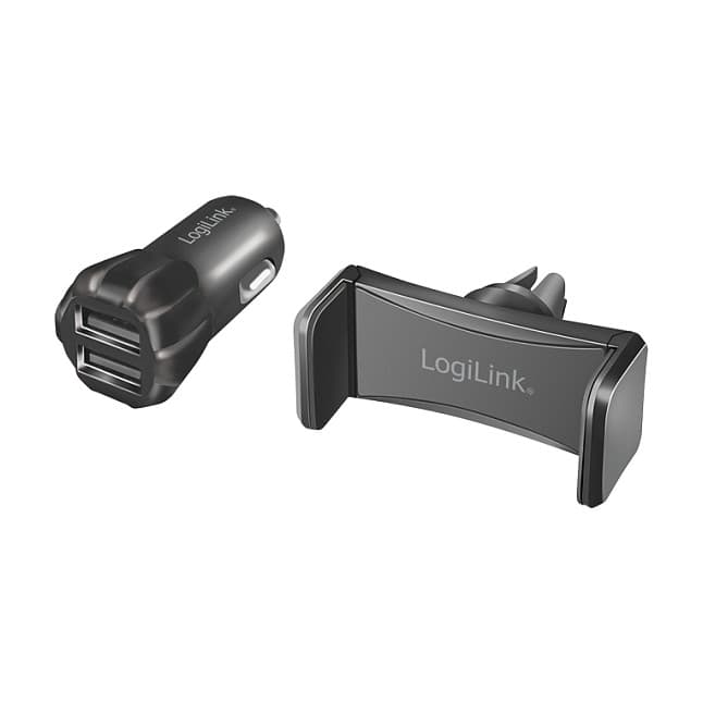 Logilink Usb Kfz Ladegerät + Smartphone Halterung Im Set