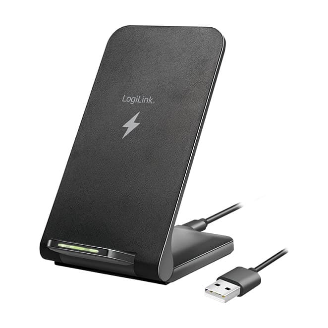 Logilink Wireless Quick Charging Stand 15 W, Twin Coil, Black