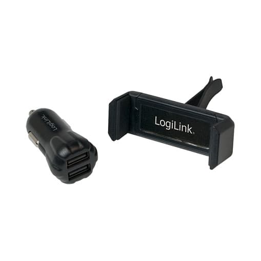 Usb Car Charger Set, 2port Charger + Holder