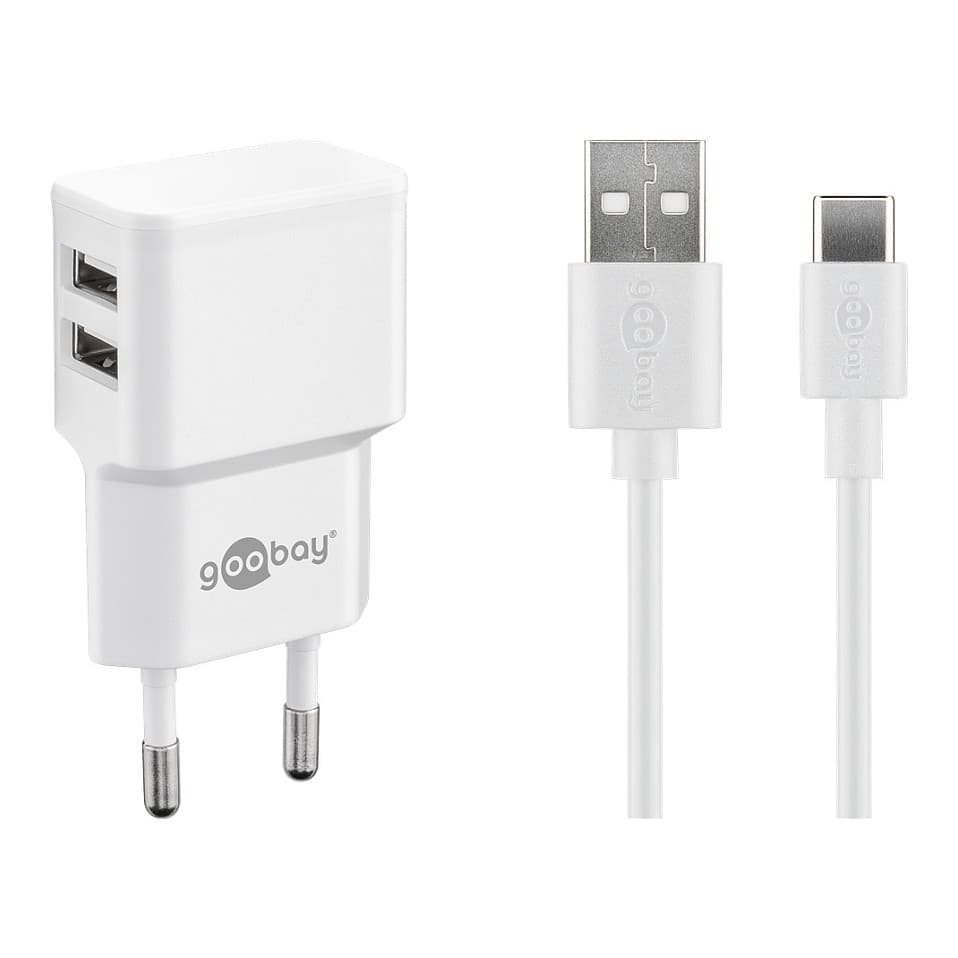 Goobay Usb-C Dual Ladeset 2,4 A (Wei)