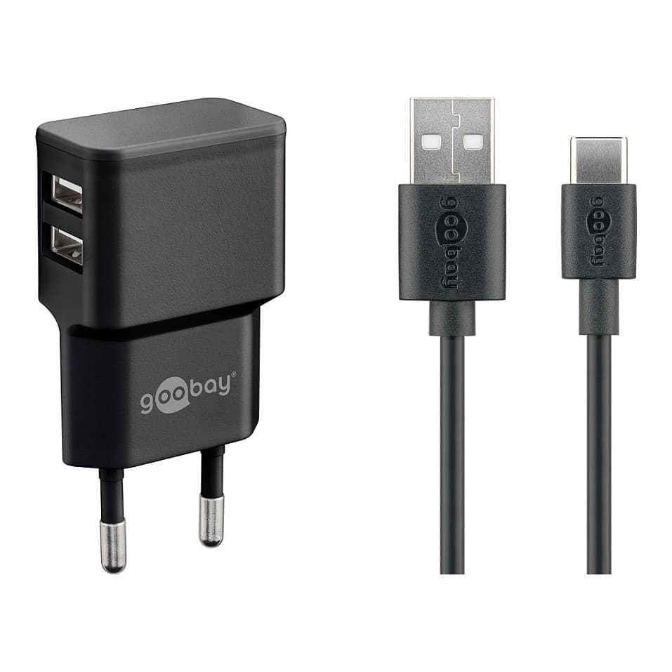 Goobay Usb-C Dual Ladeset 2,4 A (Schwarz)
