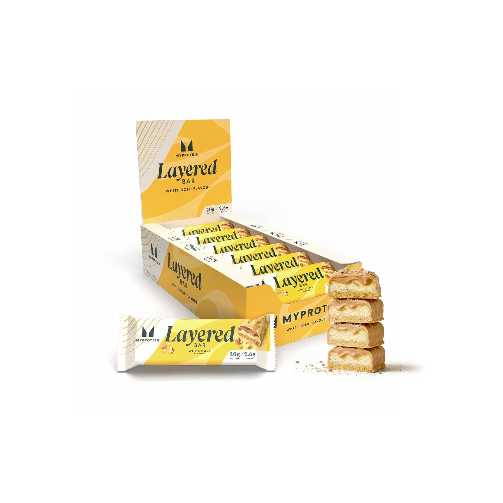 Layered Protein Bar - 12 X 60g - Weiße Schokolade Und Karamell