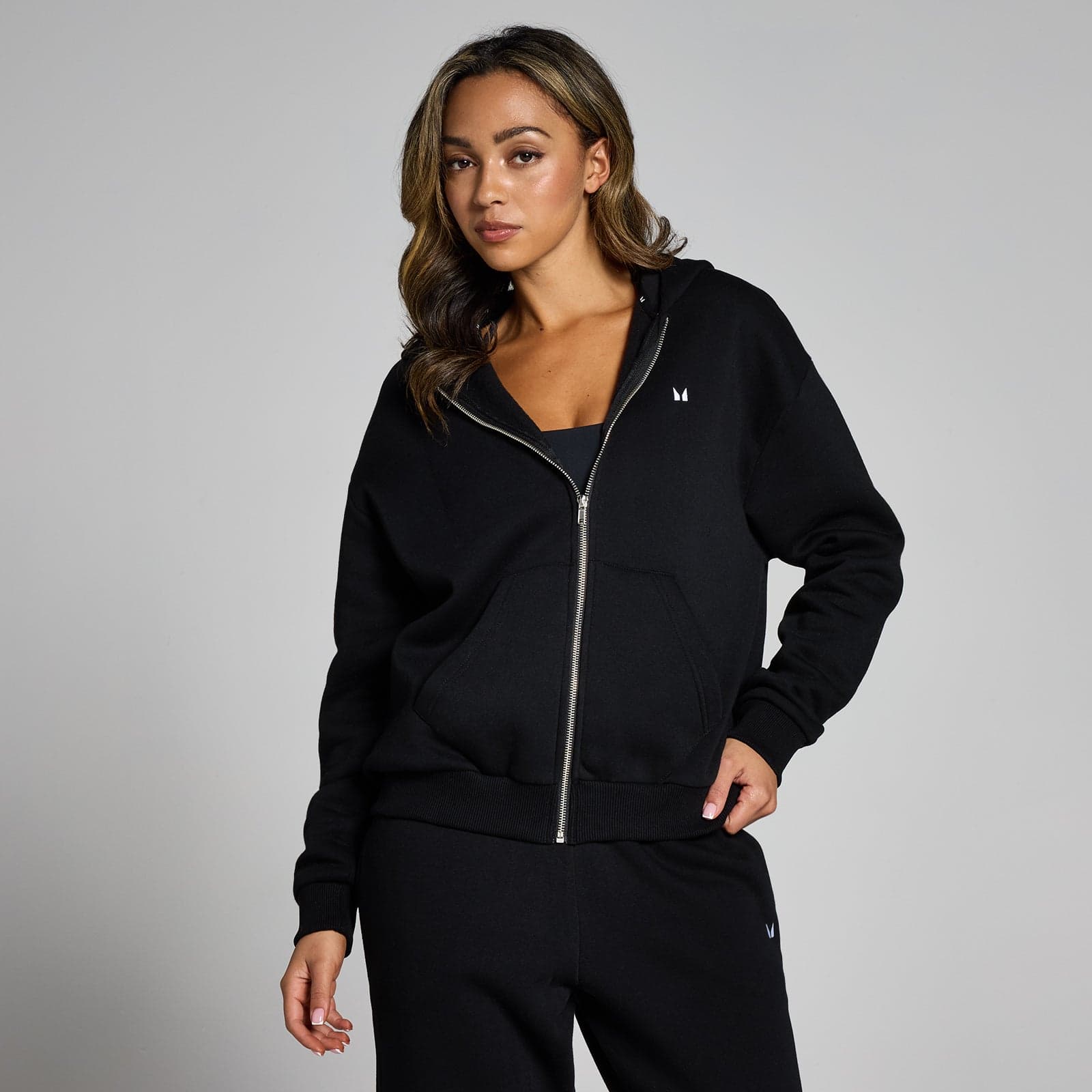 Mp Damen Basics Kapuzenpulli Mit Durchgehendem Reißverschluss — Schwarz - L