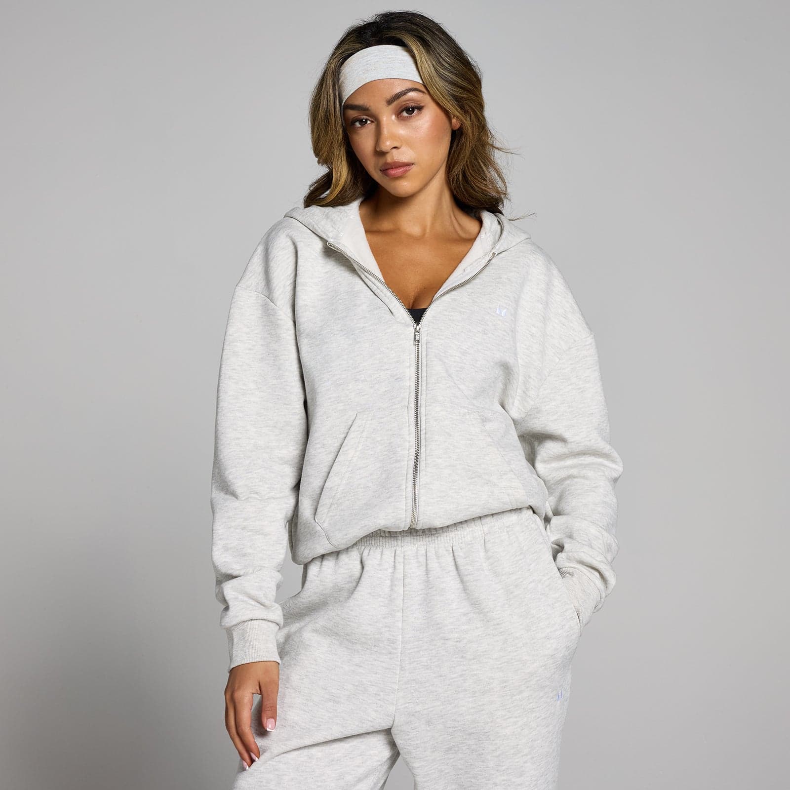 Mp Damen Basics Kapuzenpulli Mit Durchgehendem Reißverschluss – Hellgrau - Xs