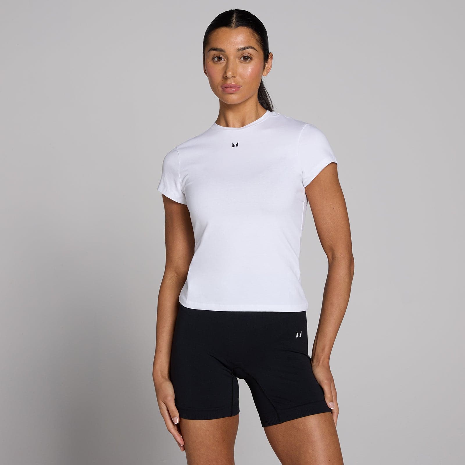 Mp Damen Basics Körperbetontes Kurzarm-T-Shirt – Weiß - Xxs