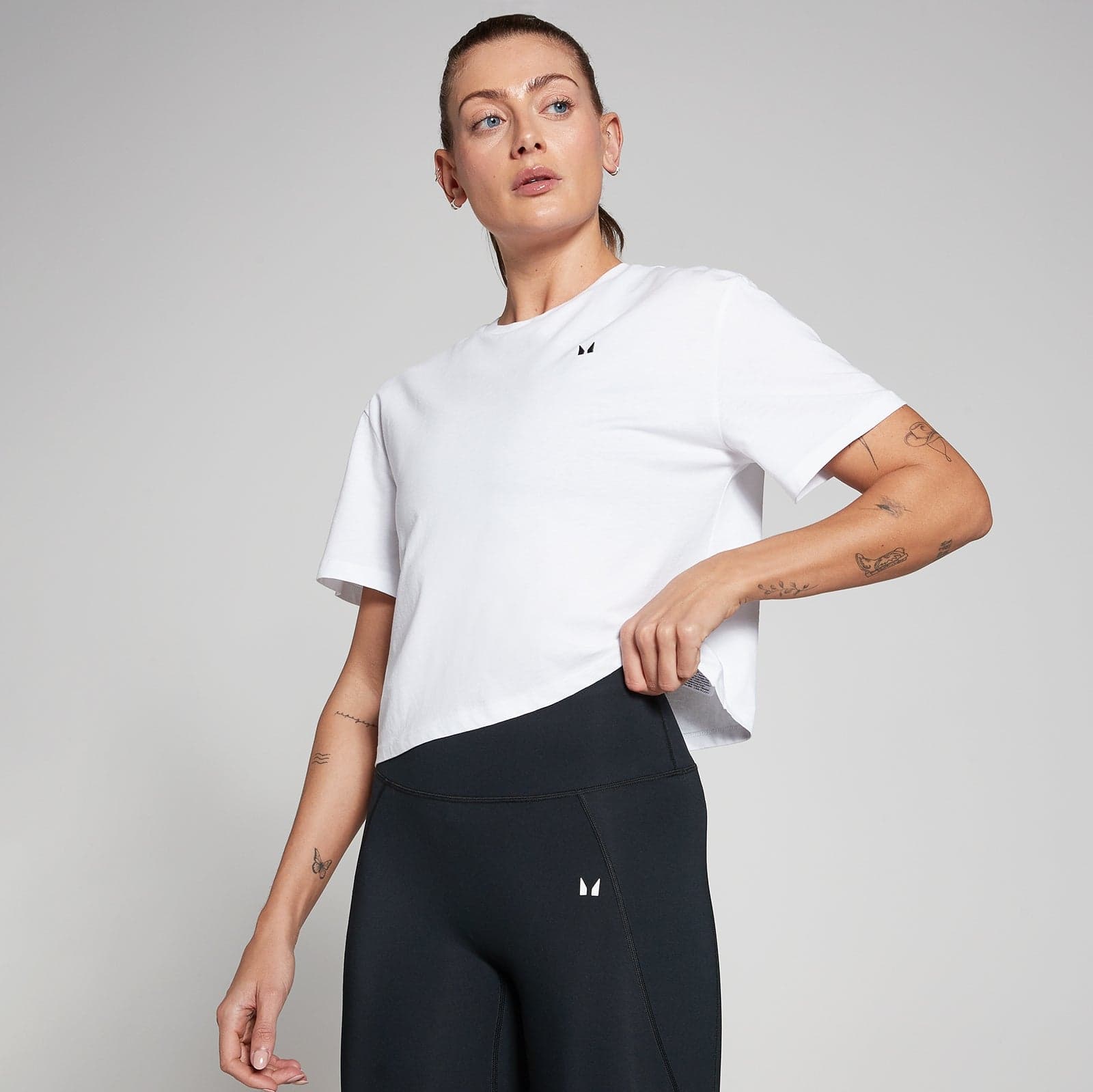 Mp Damen Basics Locker Sitzendes Kurzarm-Crop-T-Shirt – Weiß - Xxs