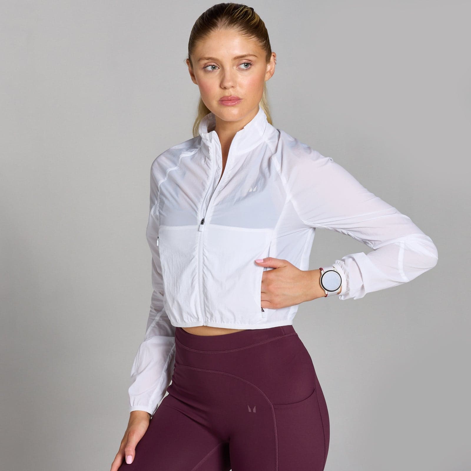 Mp Damen Velocity Slim Fit Crop-Windbreaker Für Damen – Weiß - L