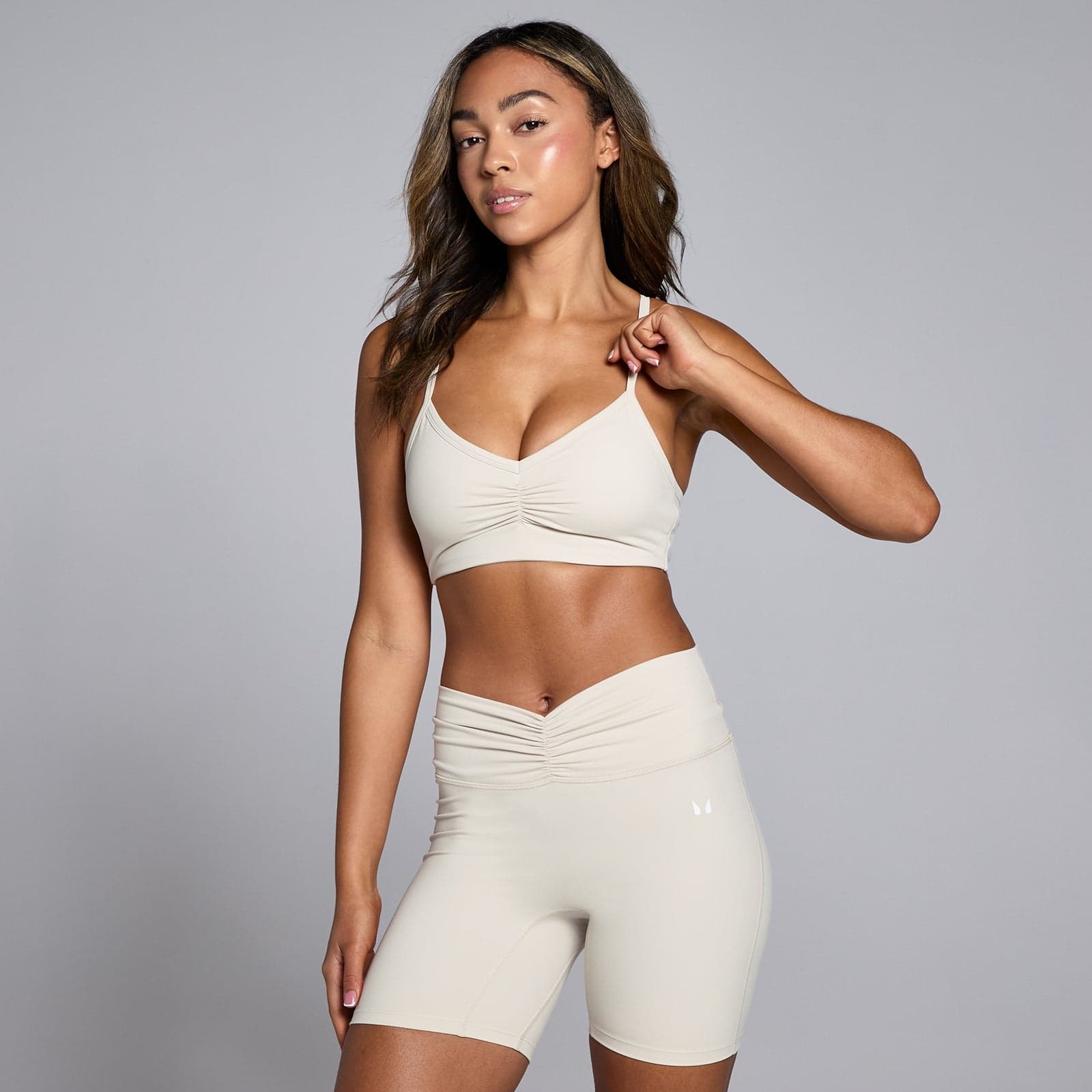 Mp Damen Tempo Sport-Bh Mit Geraffter Vorderseite – Wüstensand - Xxl