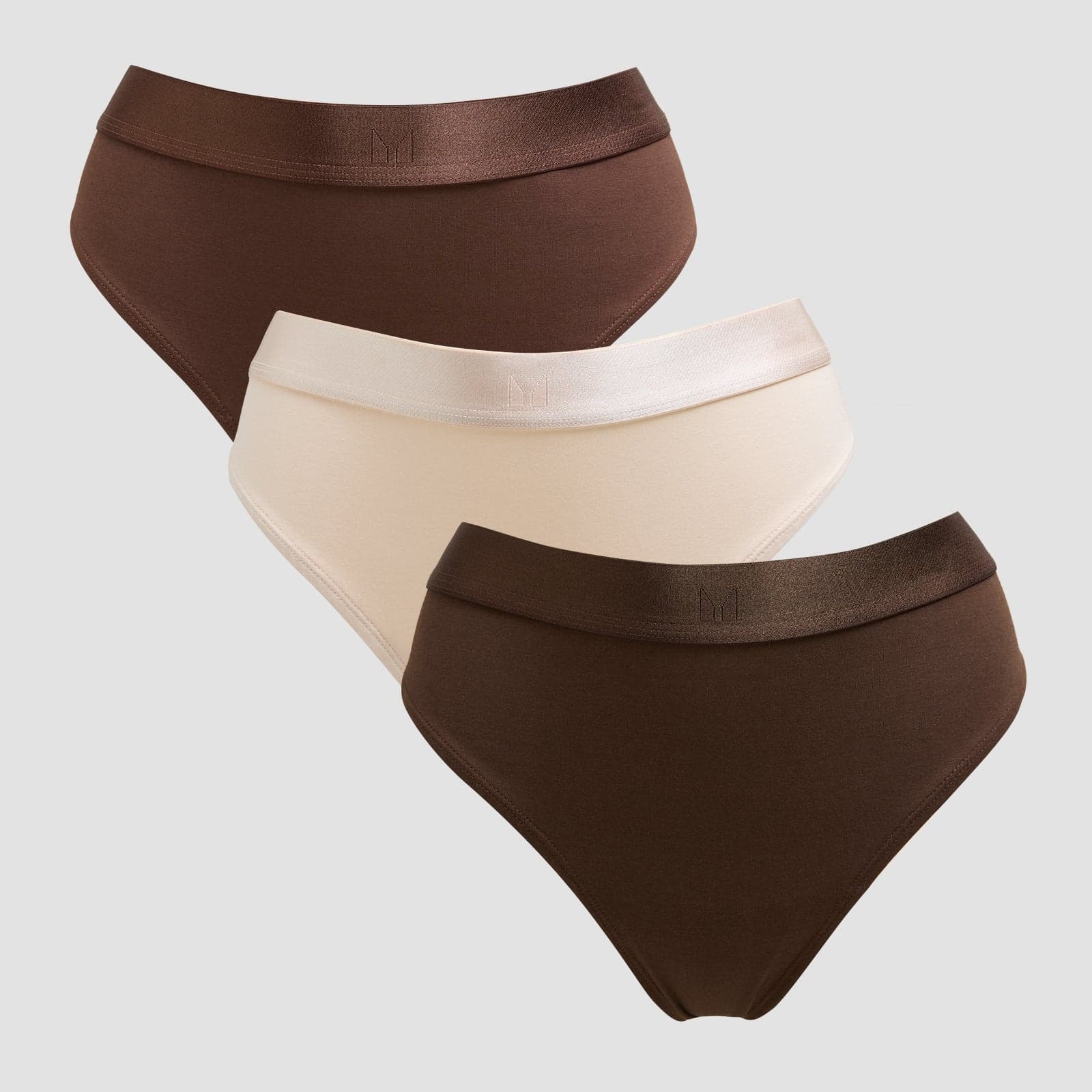 Mp Damen Tanga Mit Mittelhohem Bund (3er-Packung) – Dunkle Schokolade/Braun/Warmes Cremeweiß - Xs