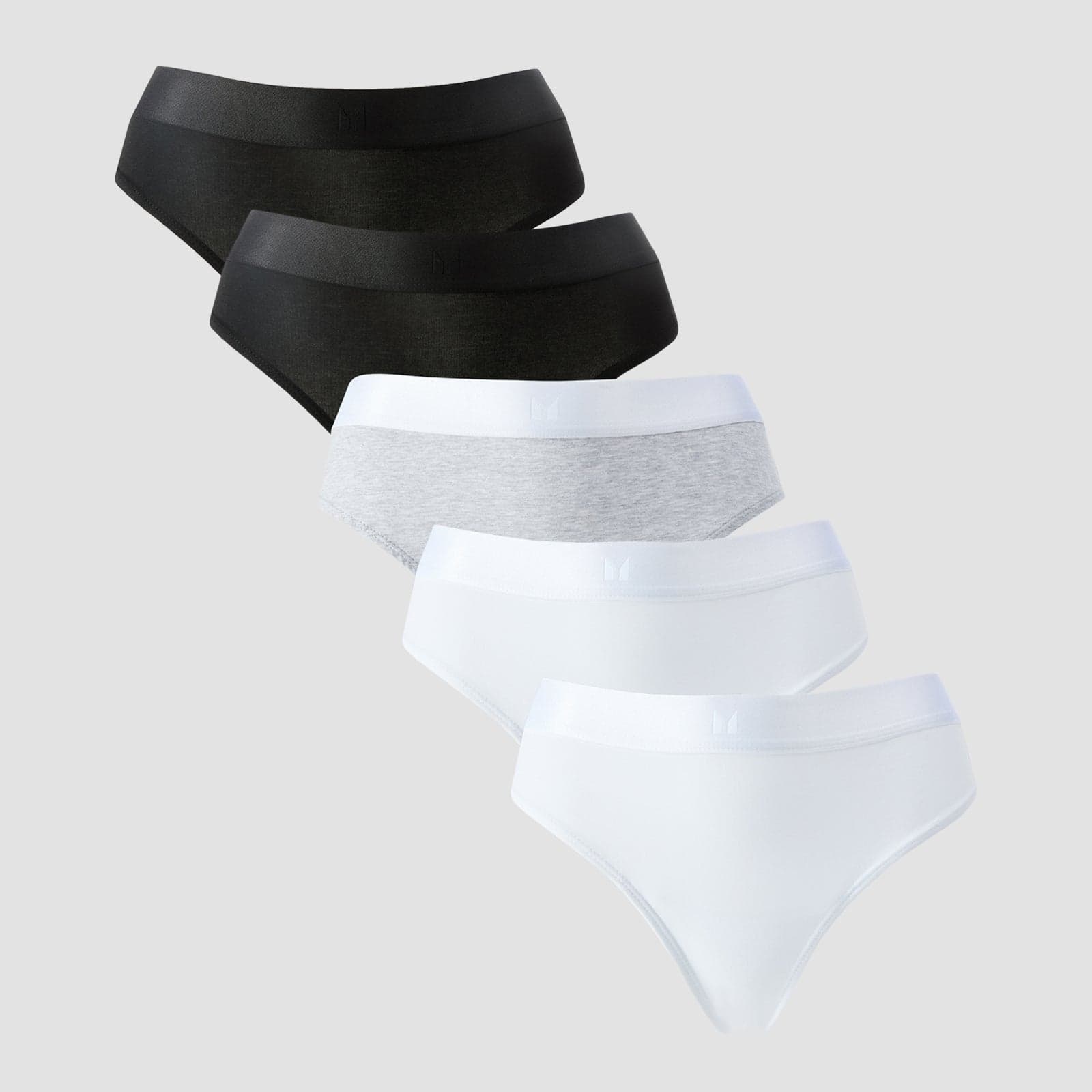 Mp Damen Tanga Mit Mittelhohem Bund (5er-Packung) – Weiß/Schwarz/Hellgrau - Xs