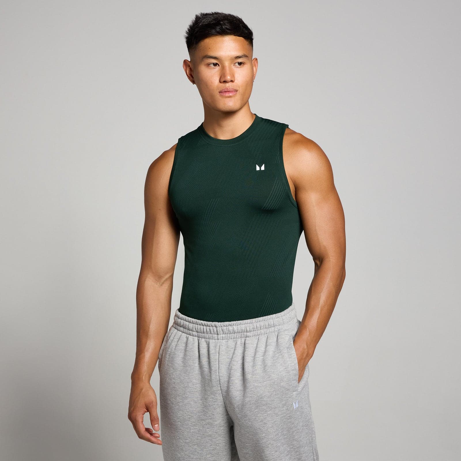 Mp Herren Tempo Nahtloses Tanktop Mit Grafikelement – Dunkles Smaragdgrün - Xl
