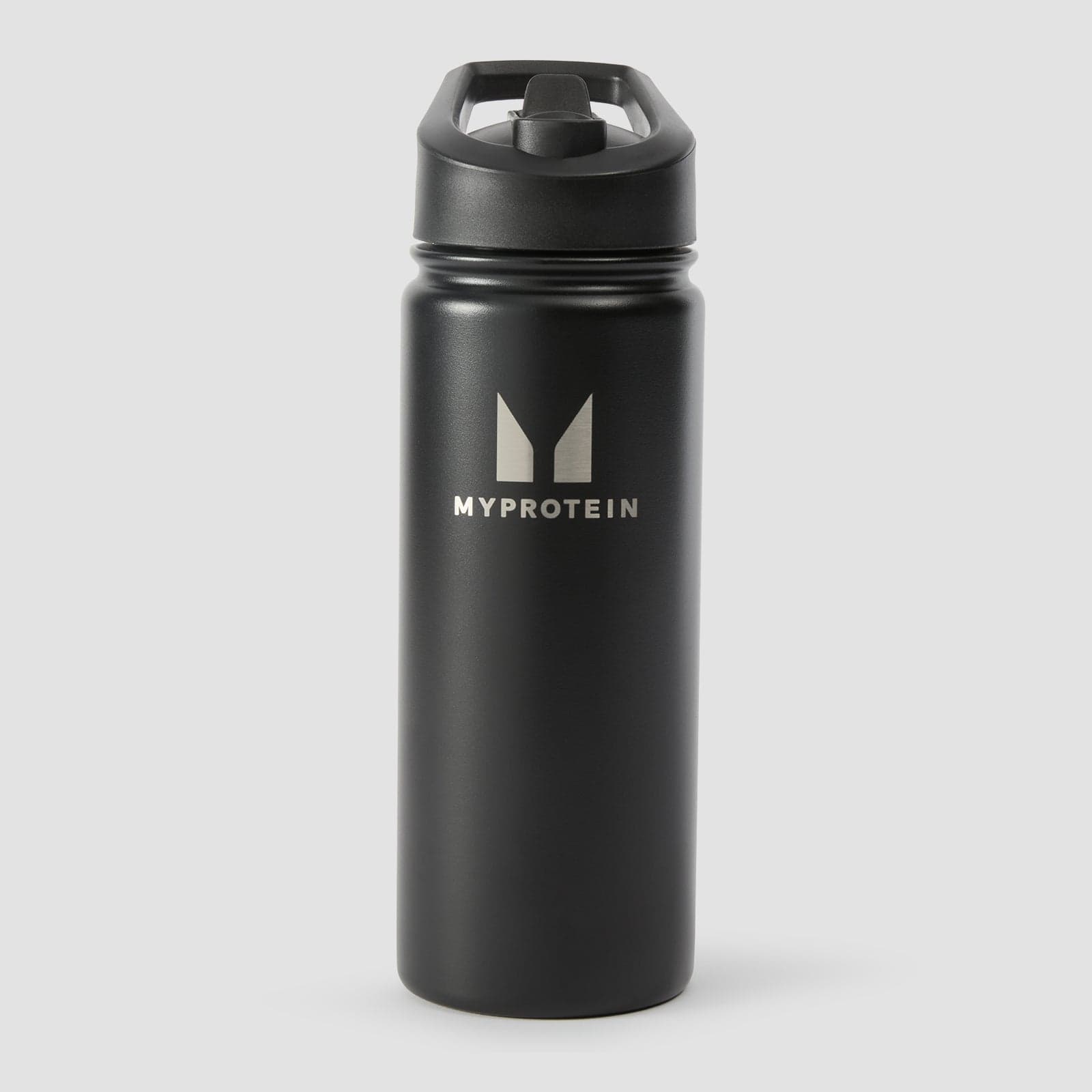 Myprotein Flip-Trinkhalmflasche Aus Recyceltem Metall, 500 Ml – Schwarz