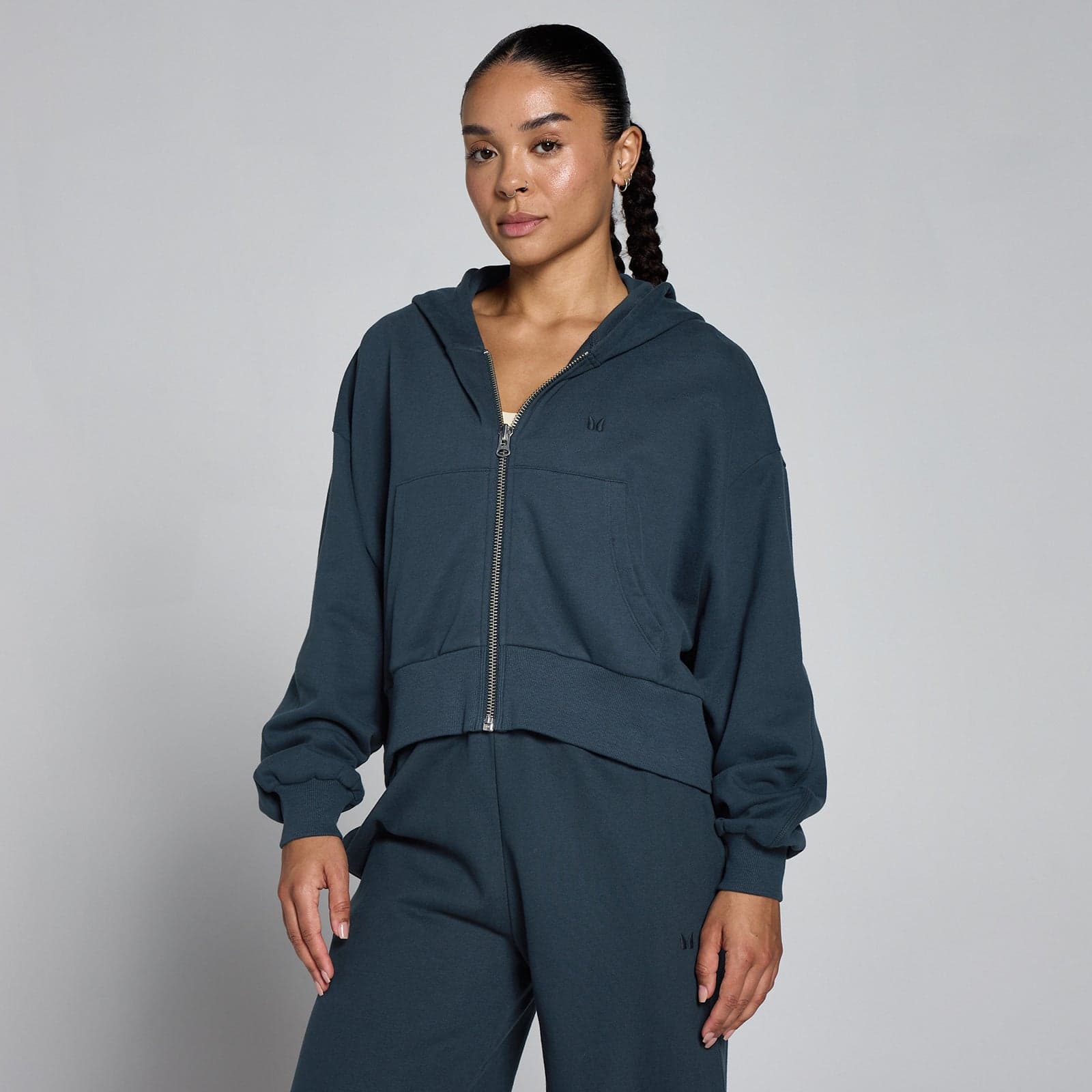 Mp Damen Lightweight Loopback Zip Through Hoodie - Faded Blue - Xs