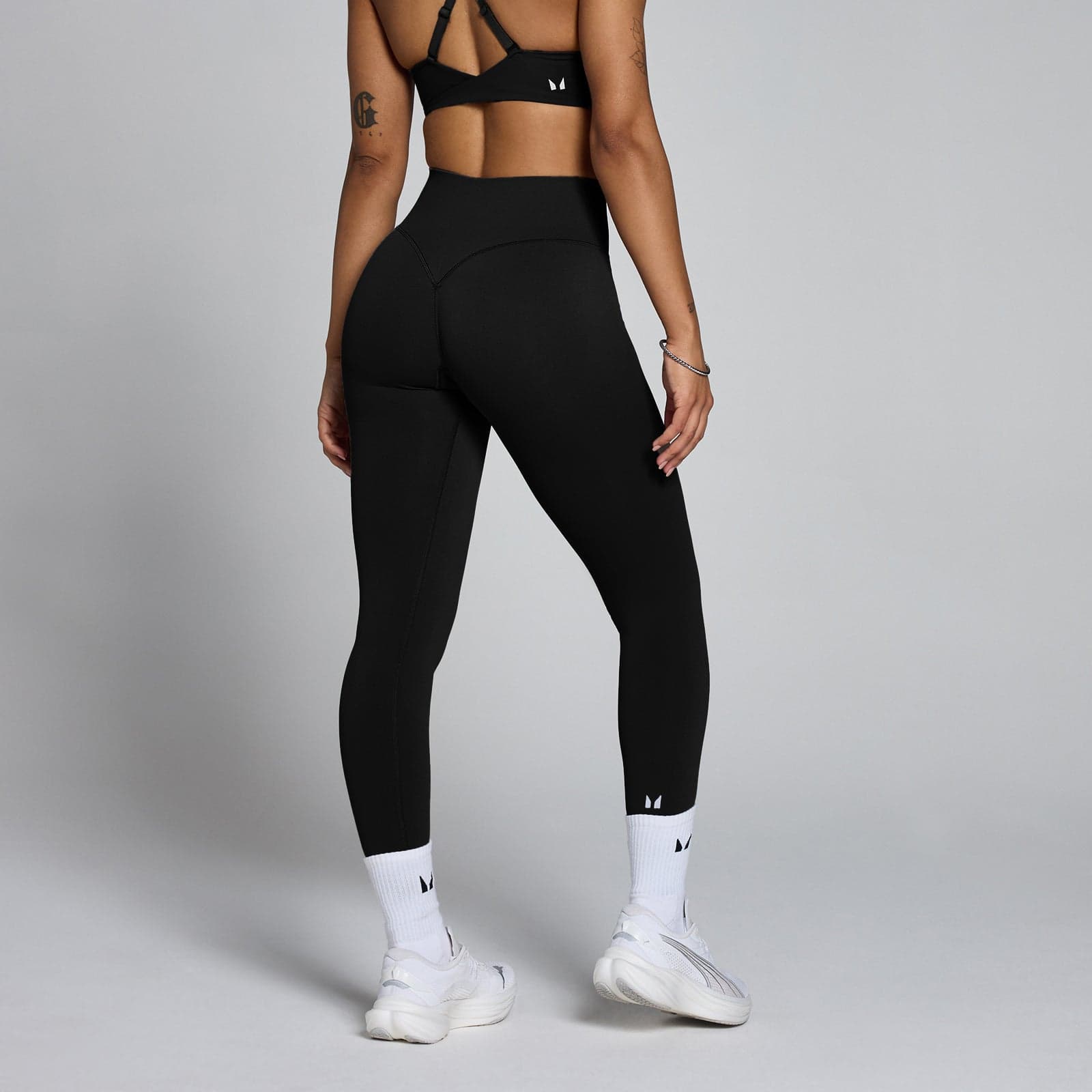 Mp Damen Tempo Mid Rise Nahtlos Leggings - Schwarz - Xs