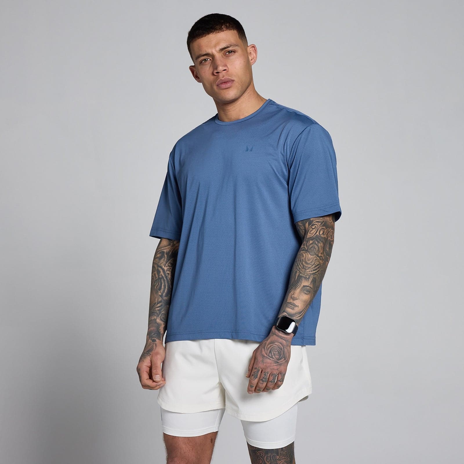 Mp Herren Hybrid Oversized Mesh T-Shirt – Schieferblau - S
