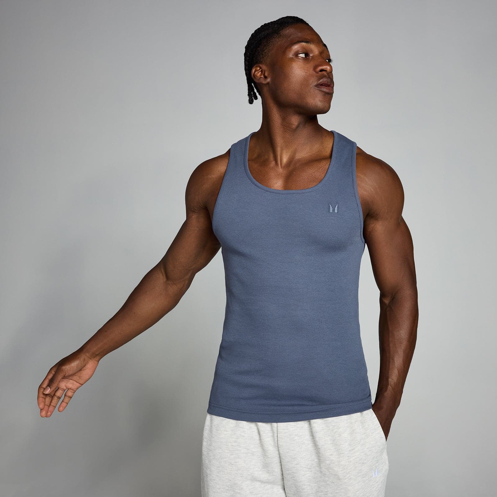 Mp Lift Ribbed Muscle Fit Vest Für Herren – Charcoal Blue - Xl