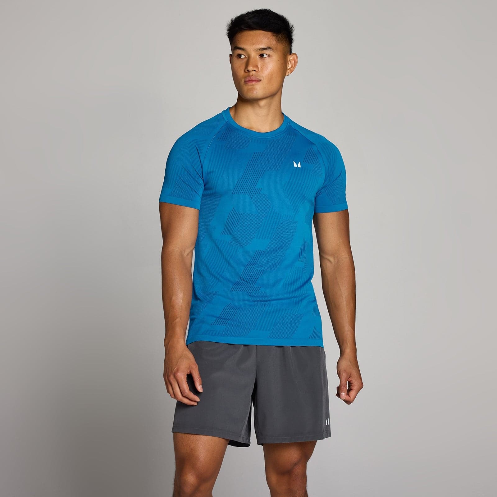 Mp Herren Tempo Pillar Graphic Seamless T-Shirt – Track Blue - L